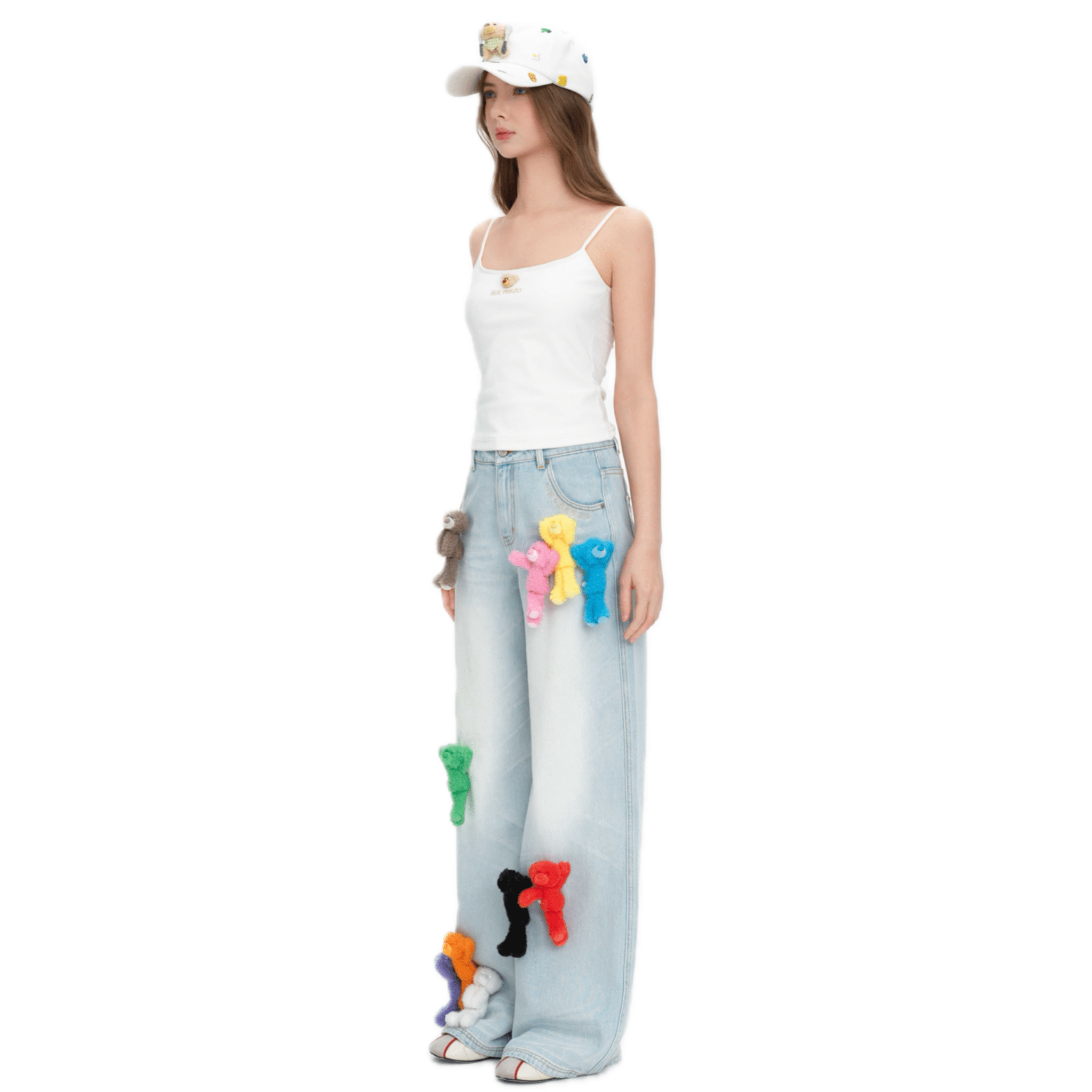 13DE MARZO Colorful Full - body Bear Jeans in Blue | MADAX