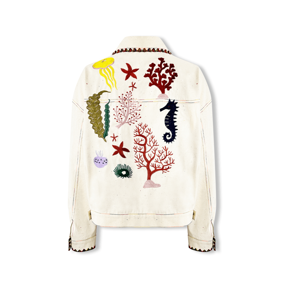 AIMME SPARROW Colorful Polka Dots Denim Jacket In Beige | MADAX