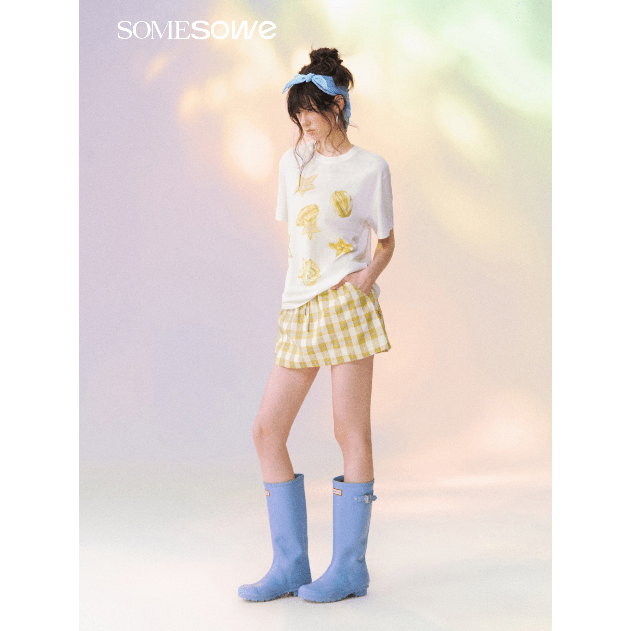 SOMESOWE Colorful Starfruit Casual Short-Sleeve T-Shirt in White | MADAX