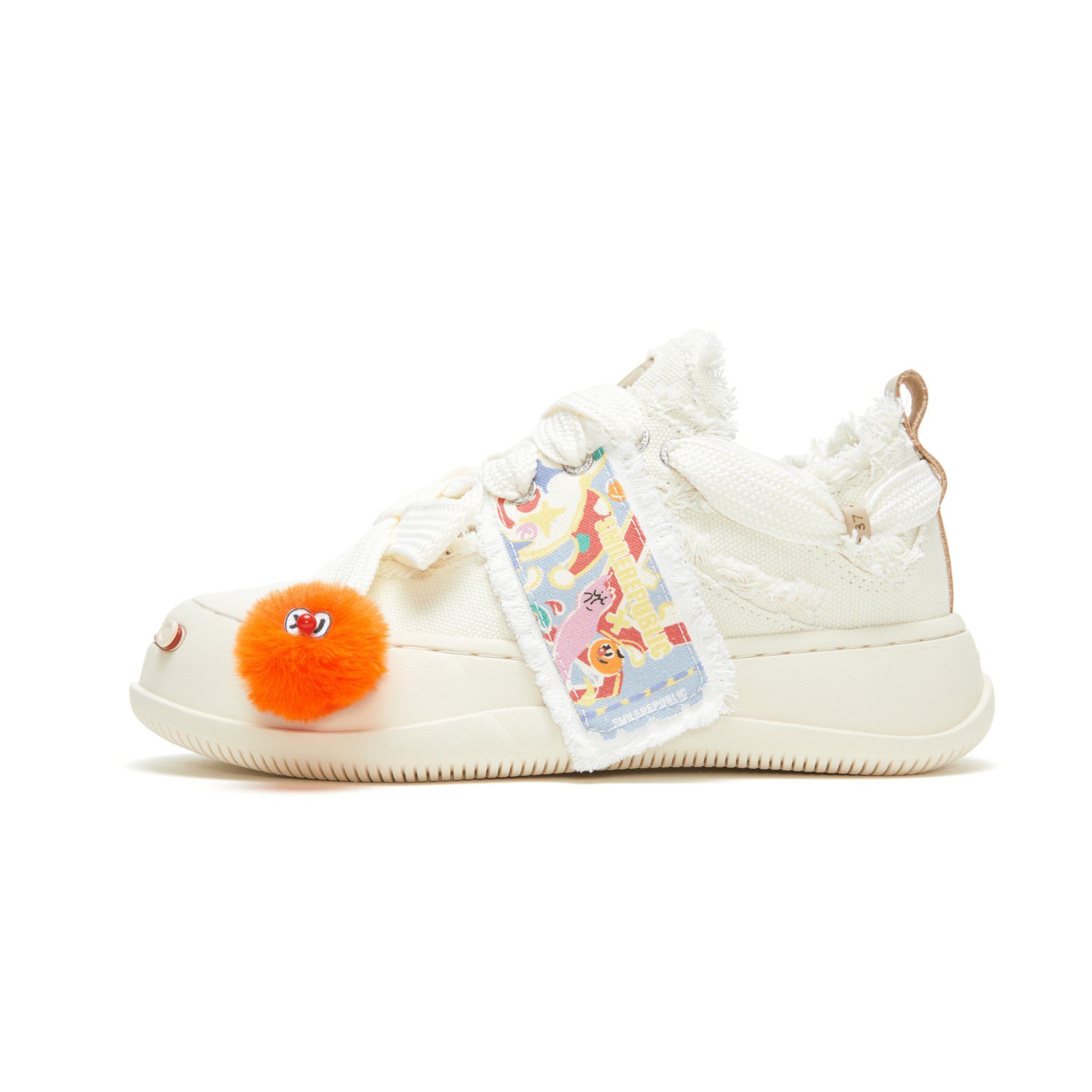 SMILEREPUBLIC Comedy Circus Canvas Low - Top Interchangeable Shoes in White | MADAX