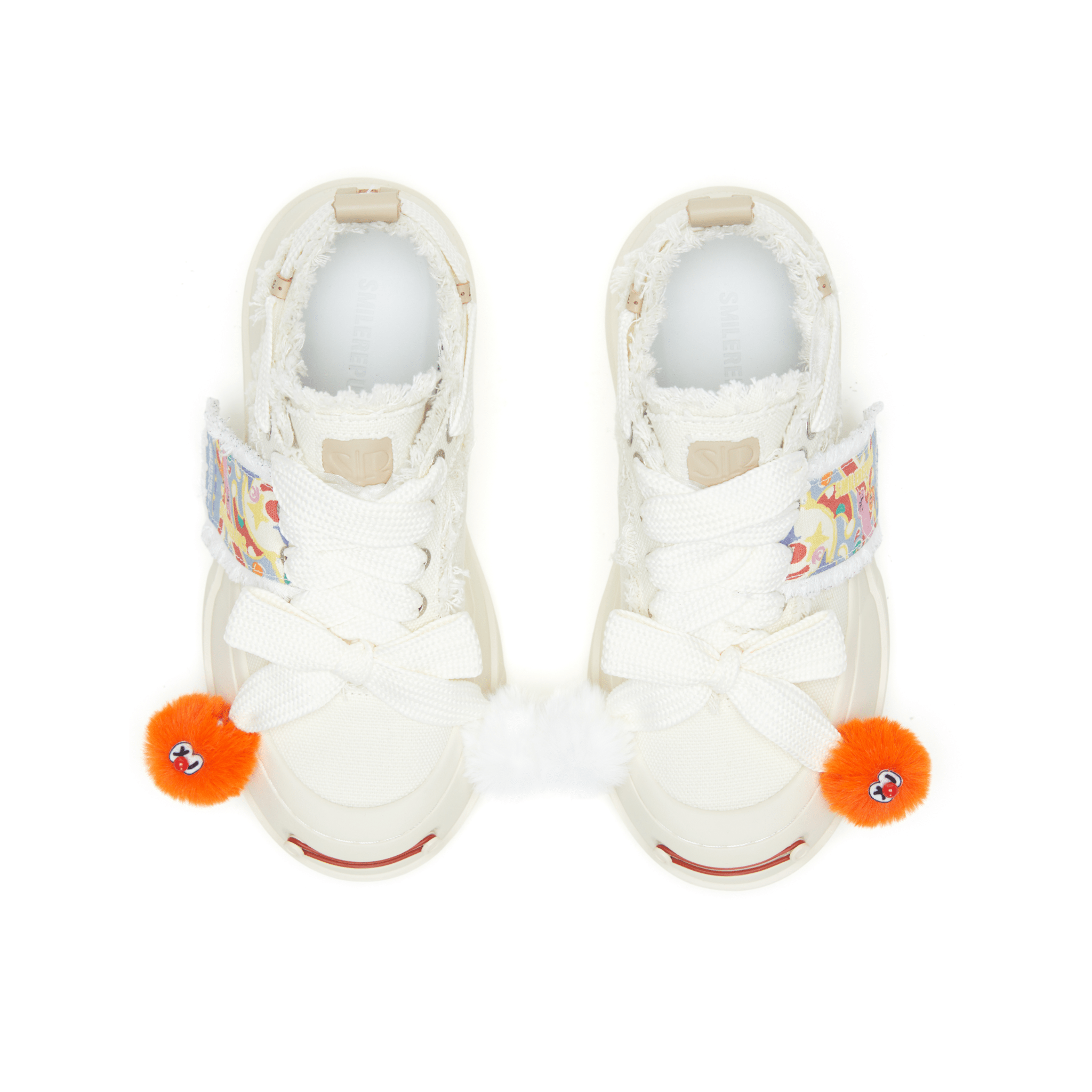 SMILEREPUBLIC Comedy Circus Canvas Low - Top Interchangeable Shoes in White | MADAX