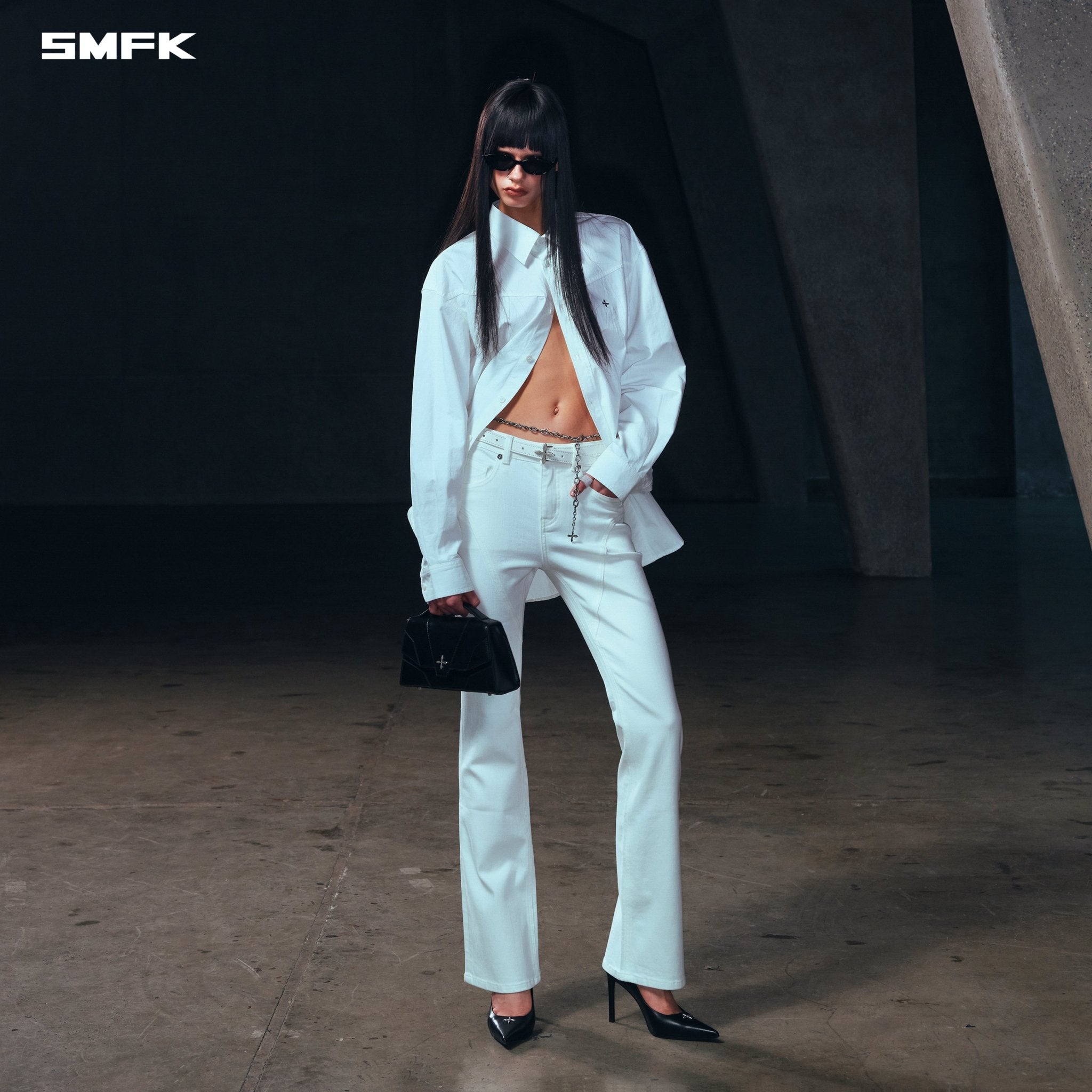 SMFK Compass Badge Cargo Shirt In Cloud White | MADAX