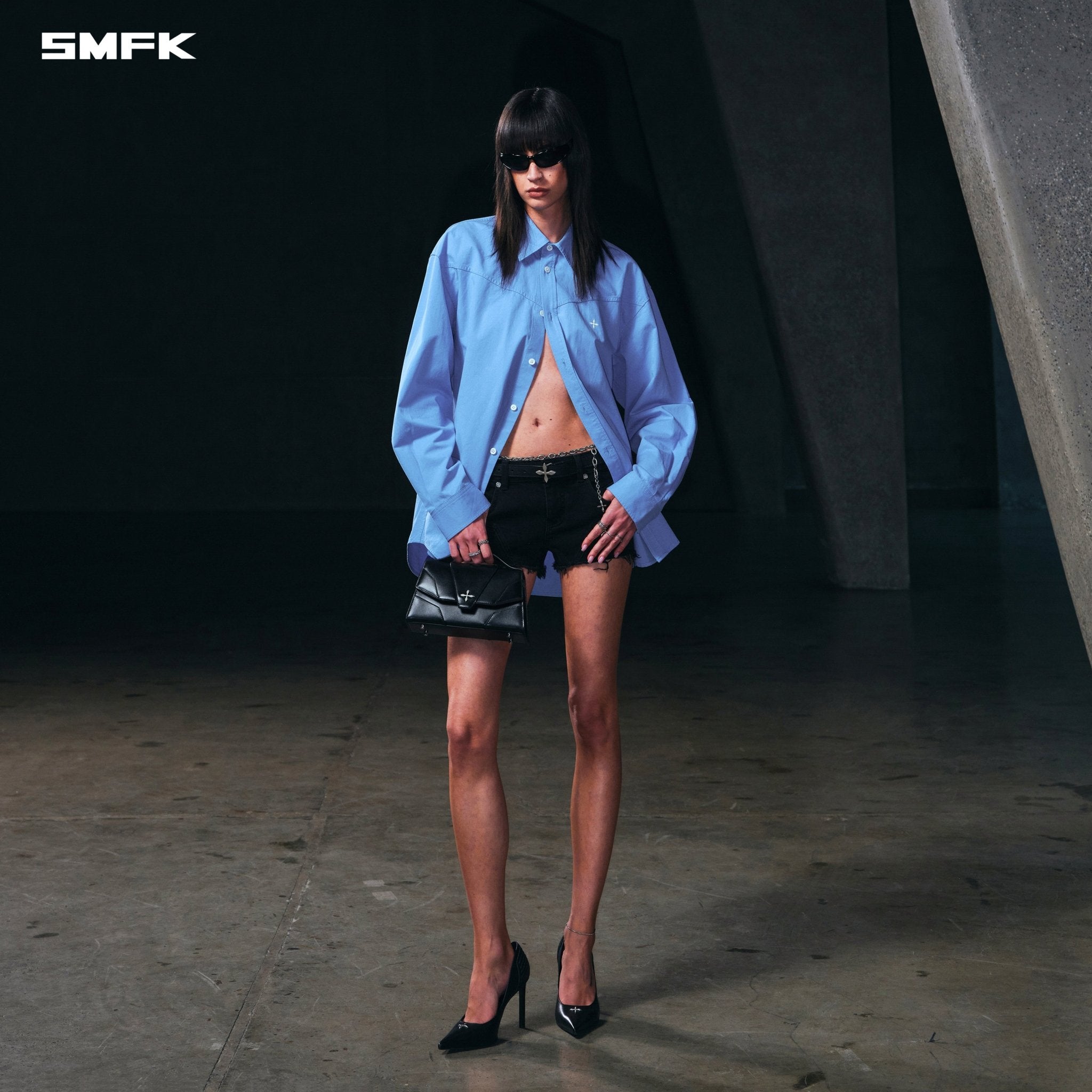 SMFK Compass Badge Cargo Shirt In Fantasy Blue | MADAX