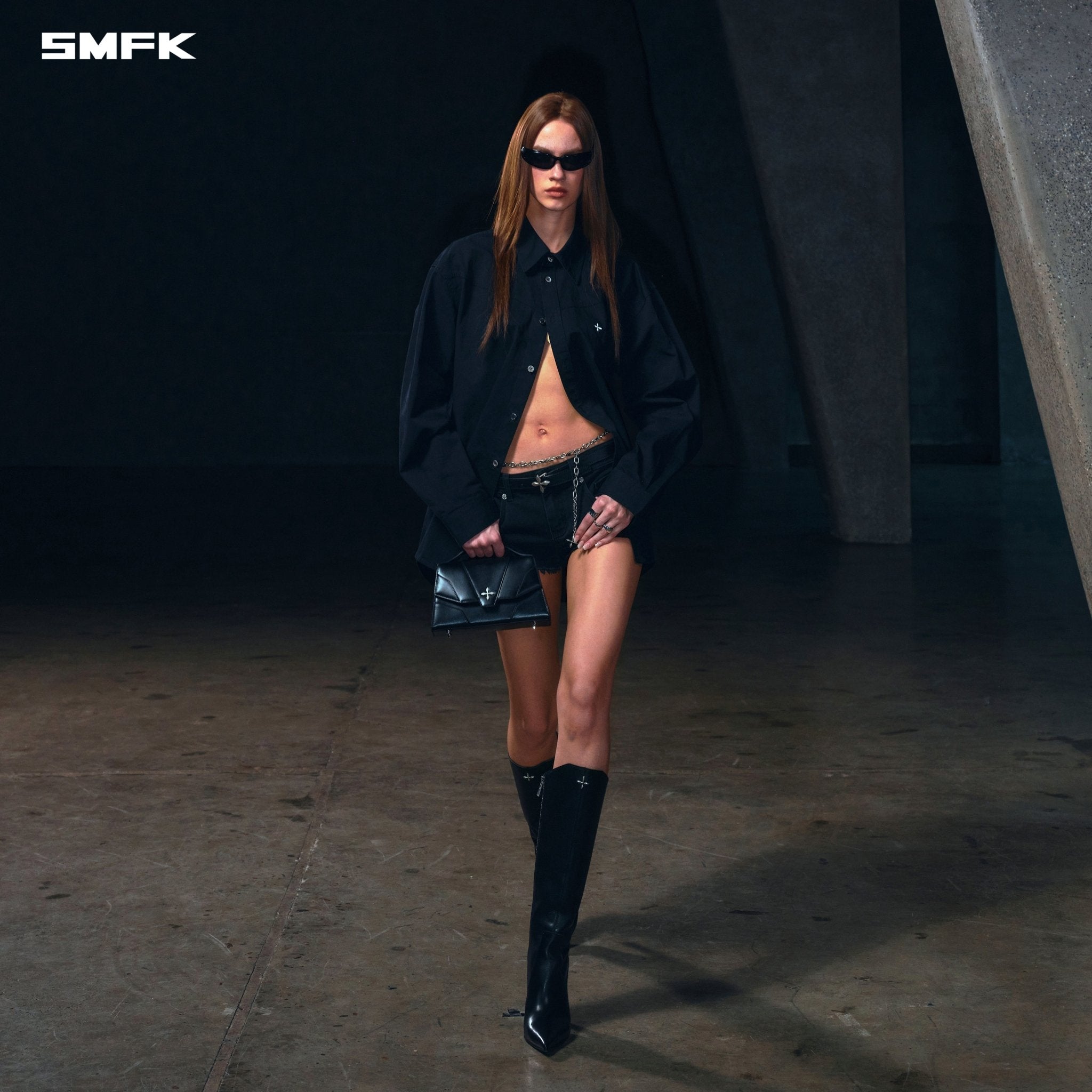 SMFK Compass Badge Cargo Shirt In Wild Black | MADAX