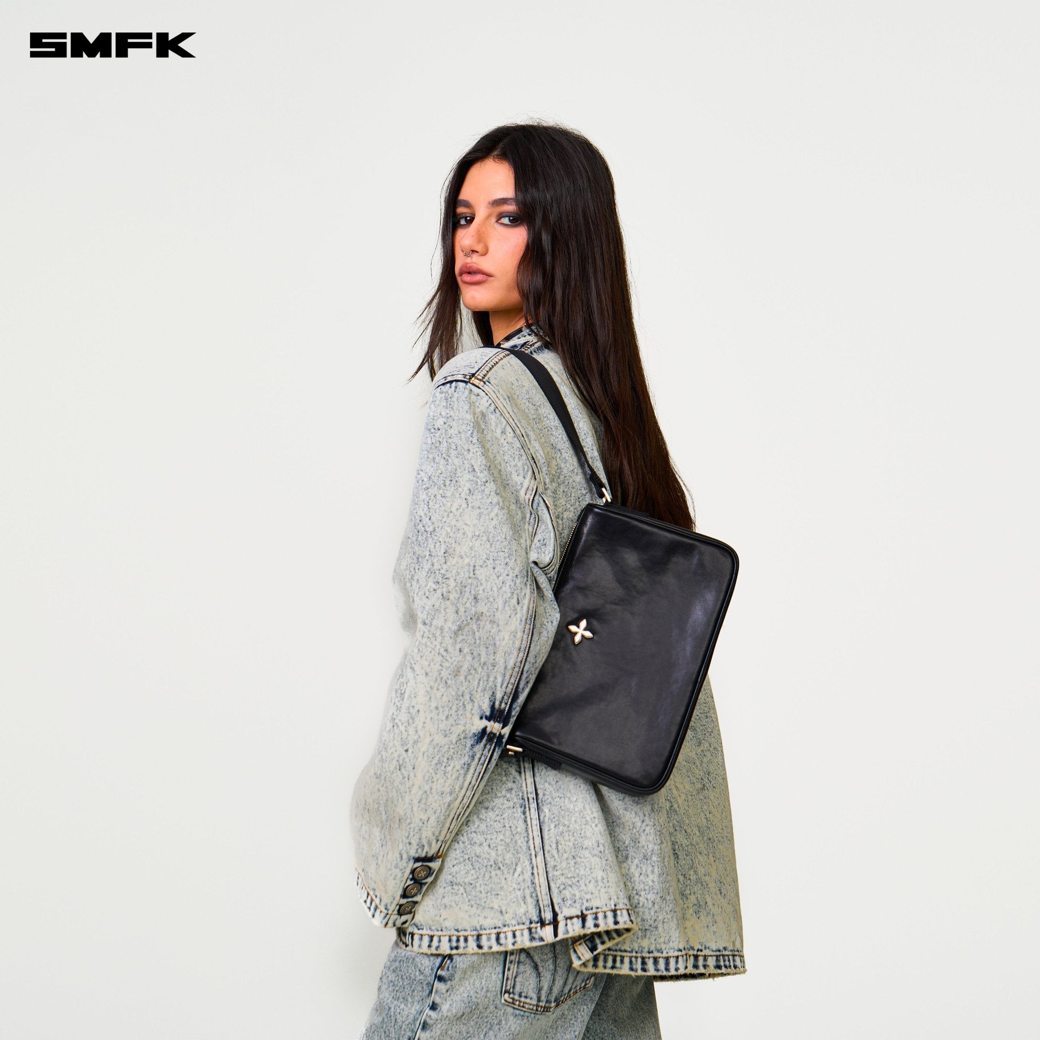 SMFK Compass Badge Cross Badge Backpack In Black (Medium) | MADAX