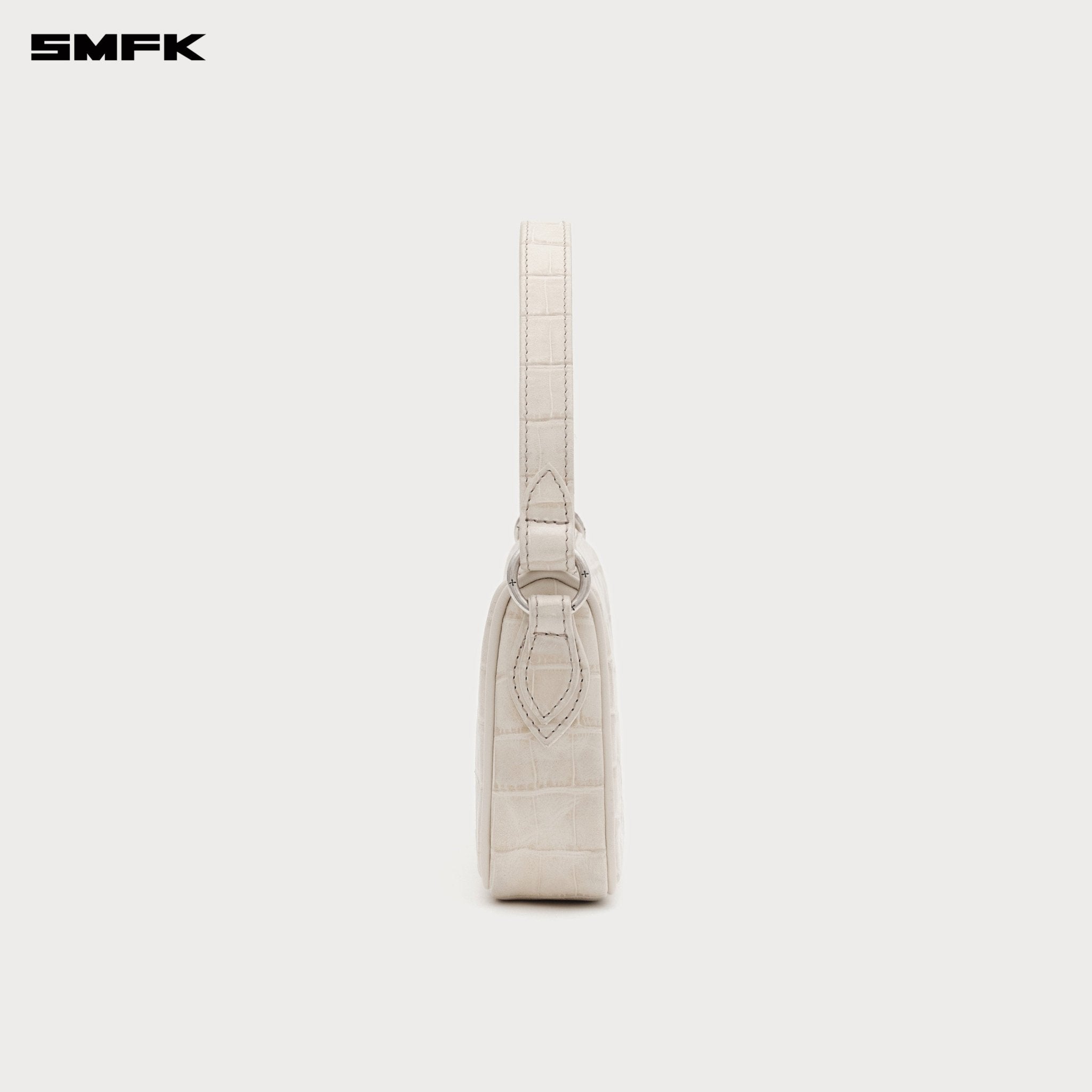 SMFK Compass Badge Holder Leather Bag In White (Small) | MADAX