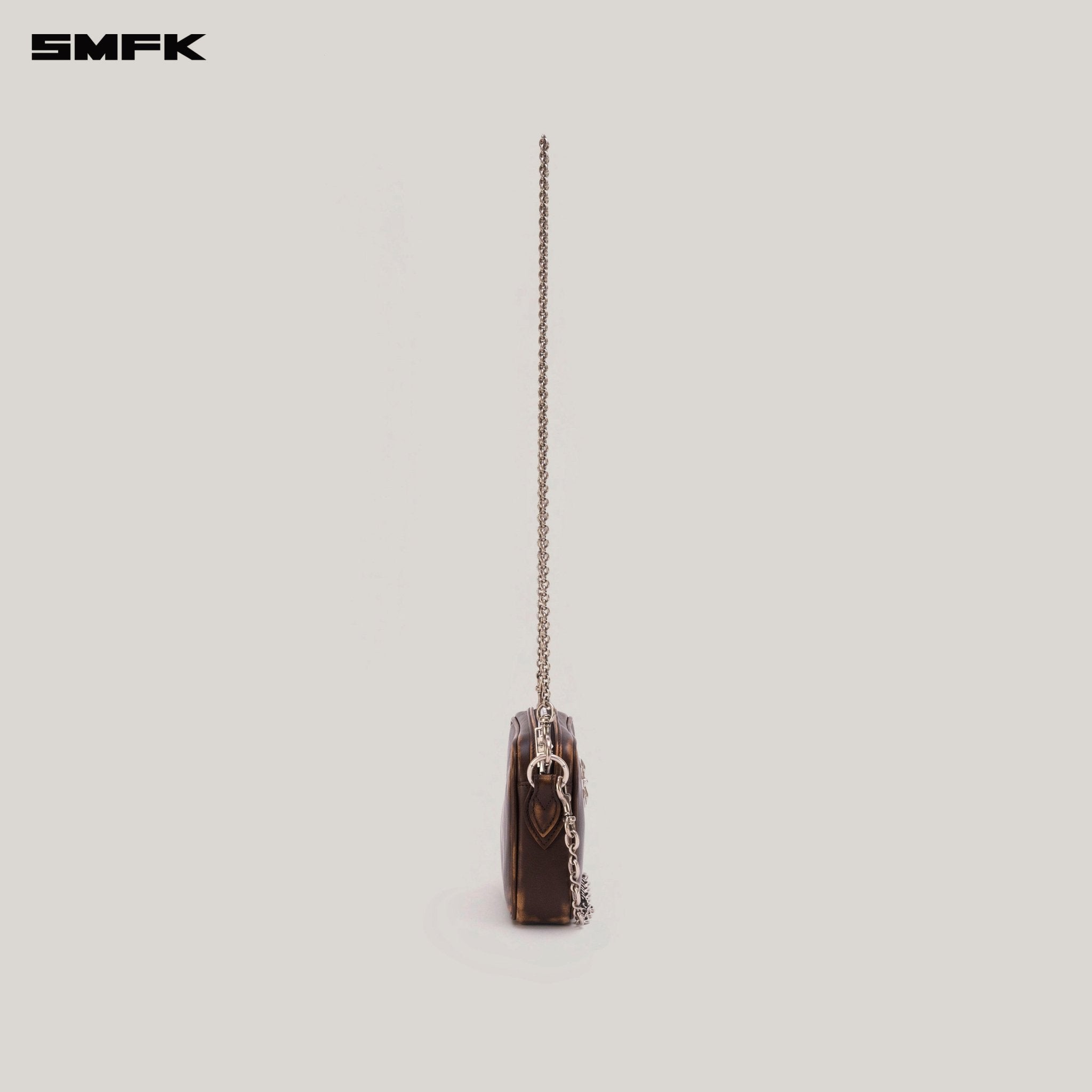 SMFK Compass Badge Patina Leather Chain Bag In Brown (Small) | MADAX