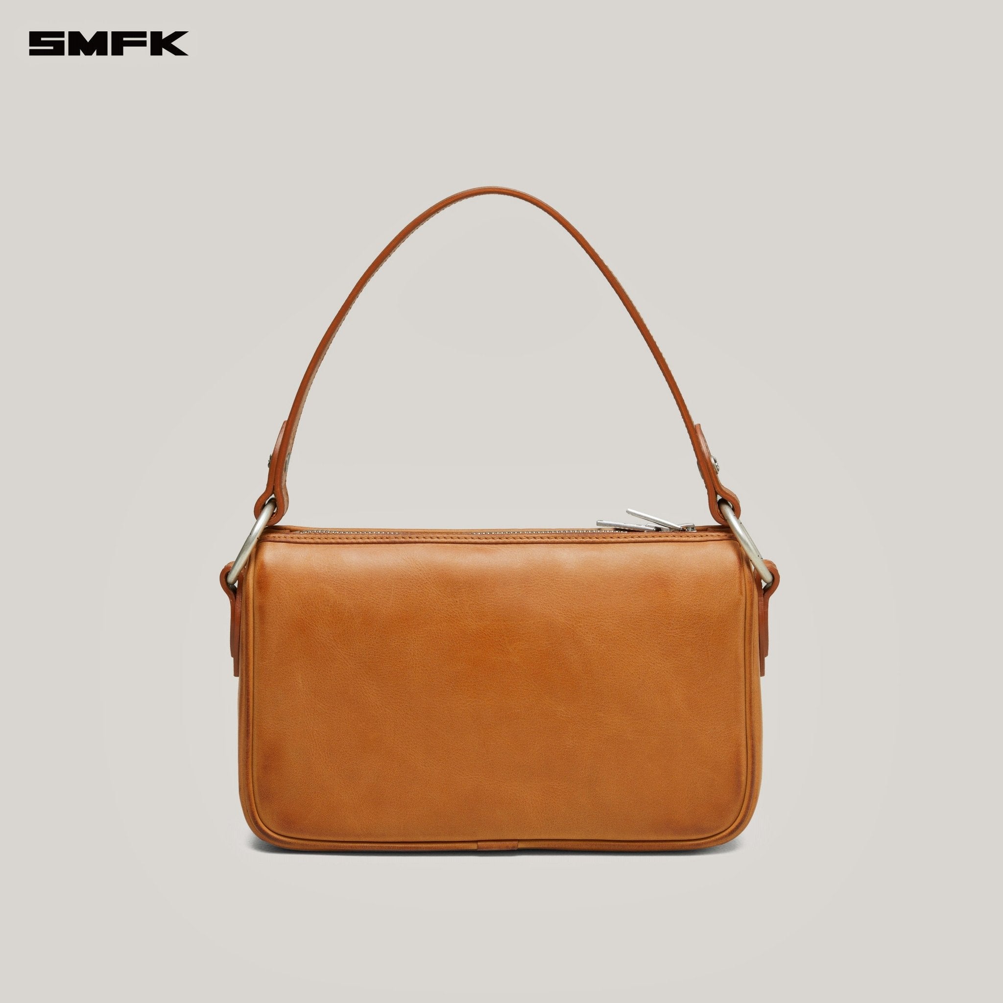 SMFK Compass Badge Patina Leather Shoulder Bag In Caramel (Medium) | MADAX