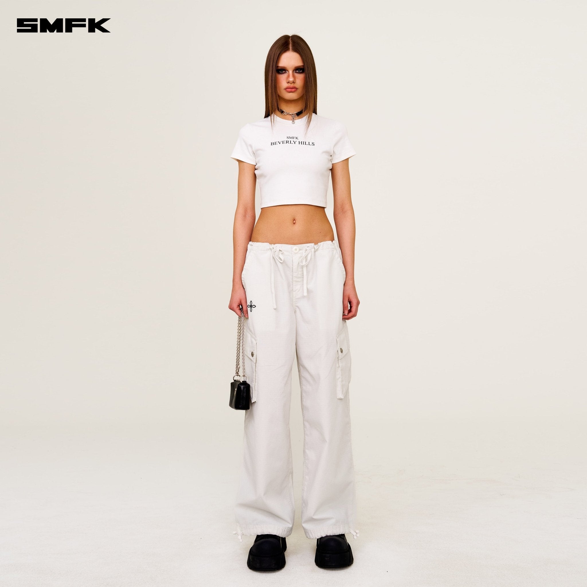 SMFK Compass Beverly Movie Subtitles Crop Tee In White | MADAX