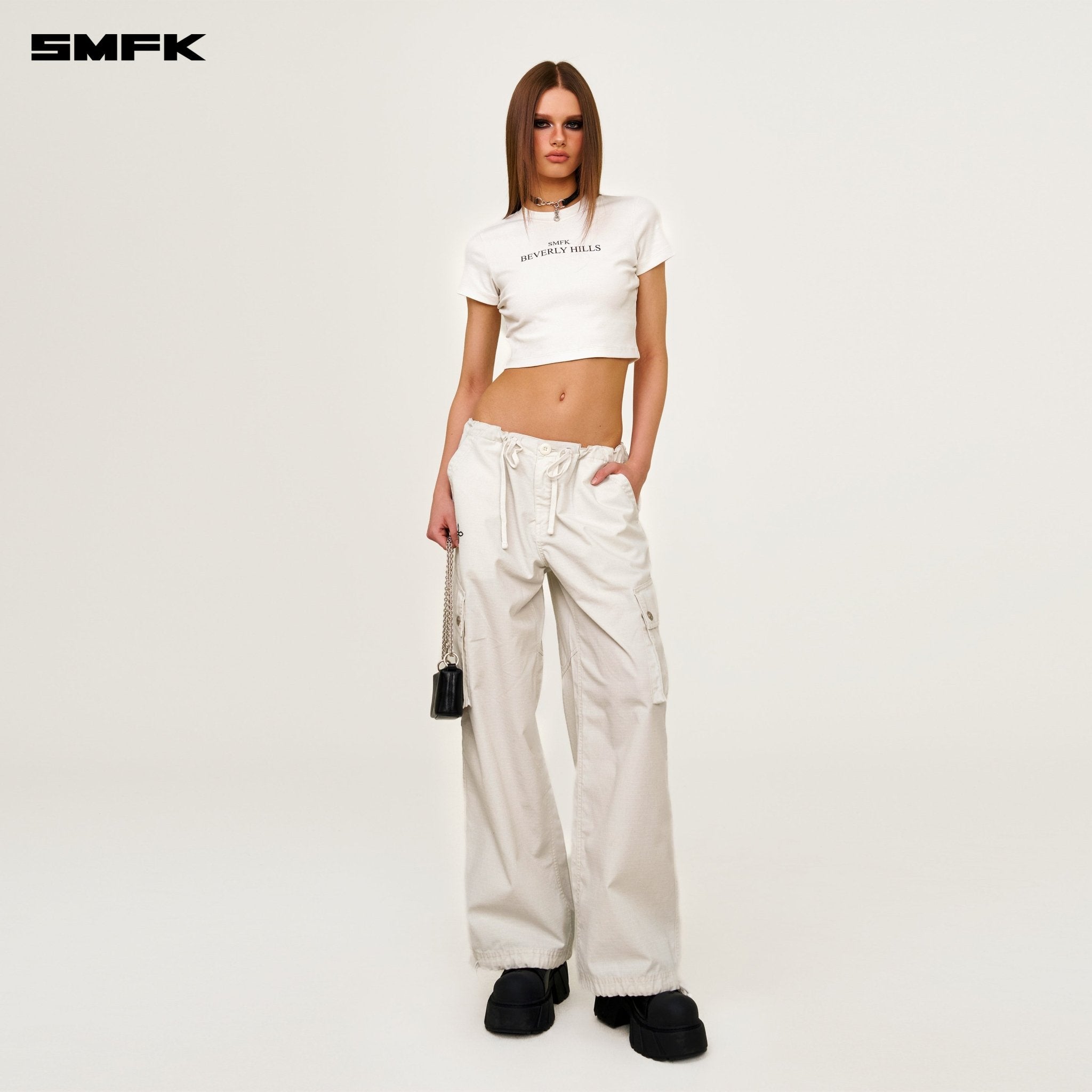 SMFK Compass Beverly Movie Subtitles Crop Tee In White | MADAX