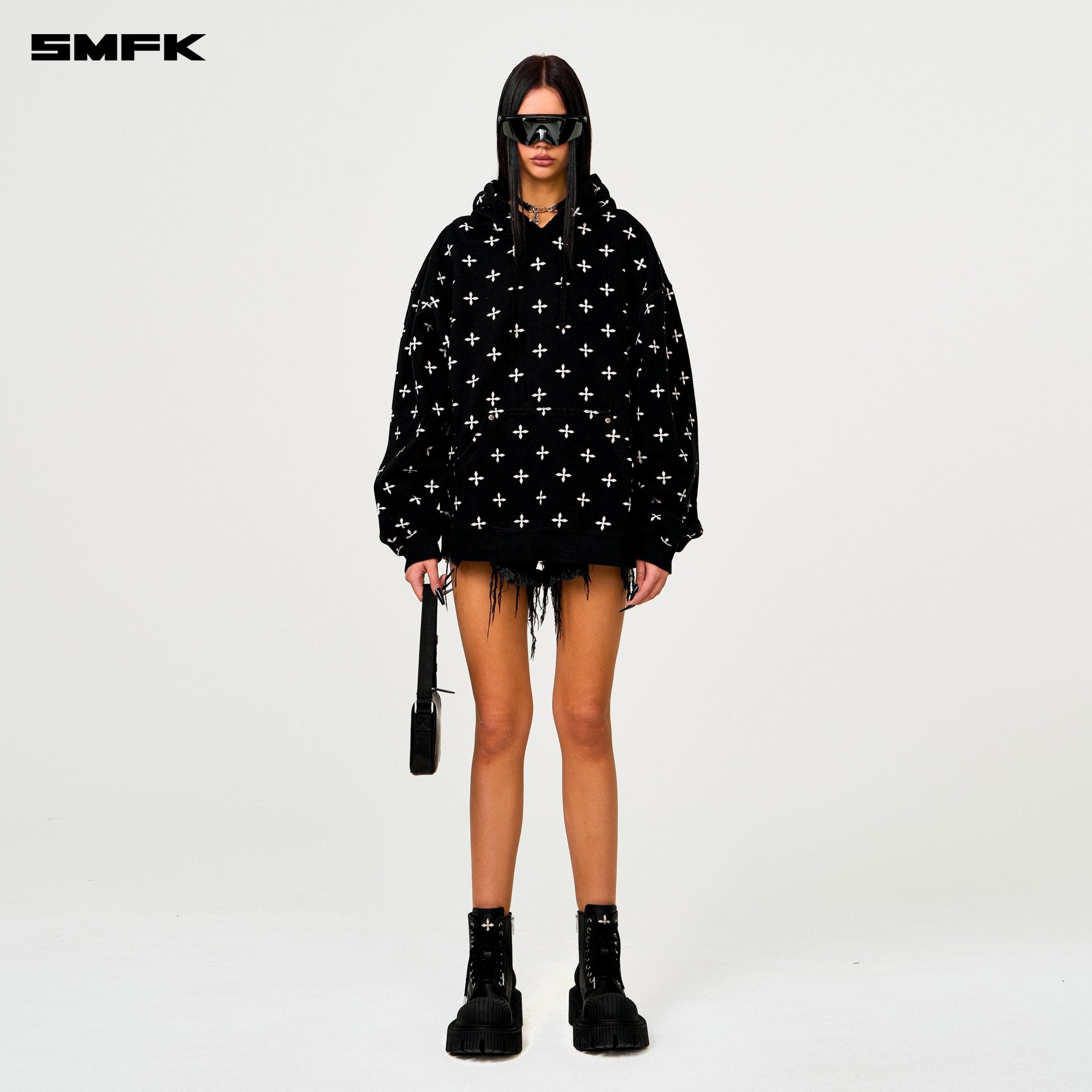 SMFK Compass Black Garden Oversize Hoodie In Black | MADAX
