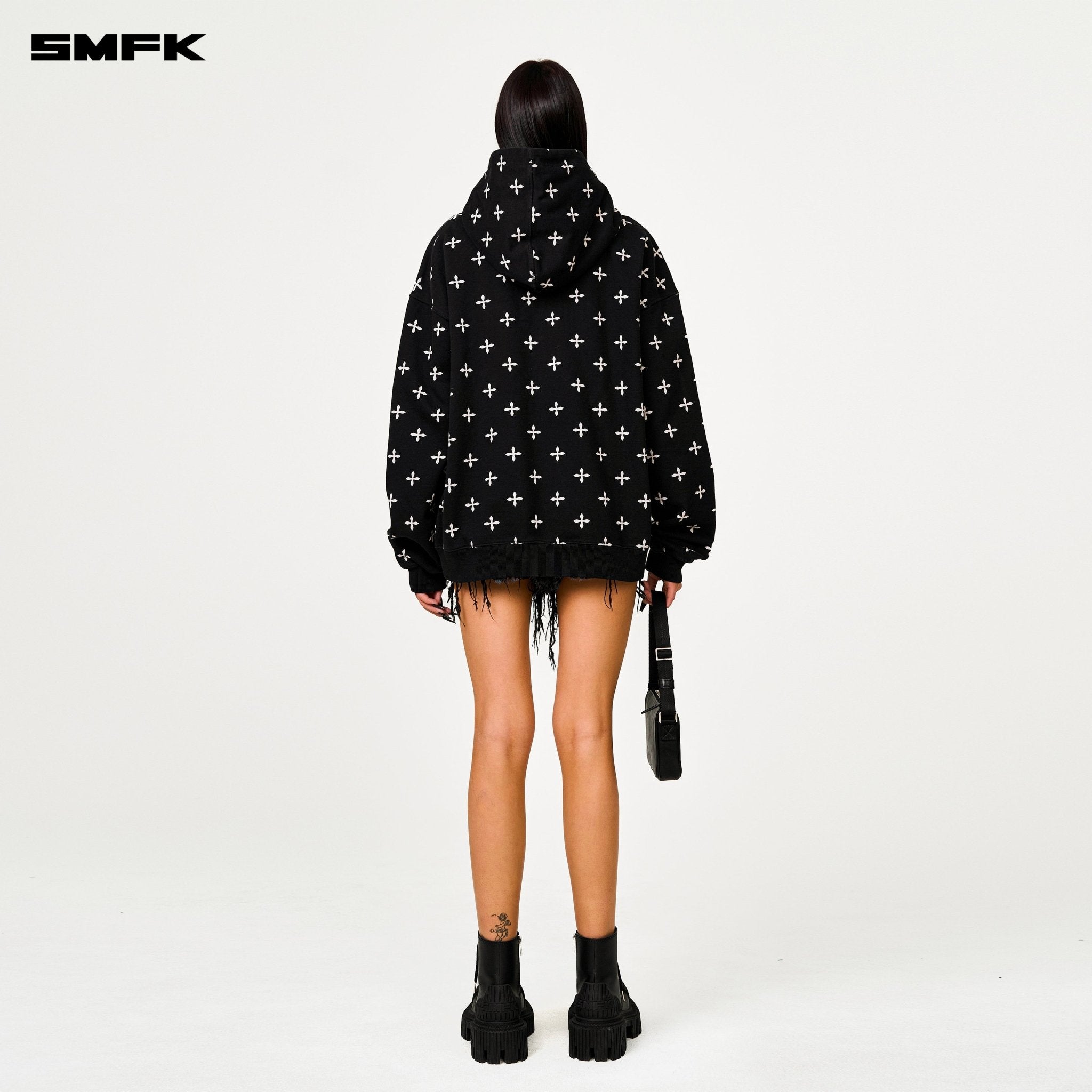 SMFK Compass Black Garden Oversize Hoodie In Black | MADAX
