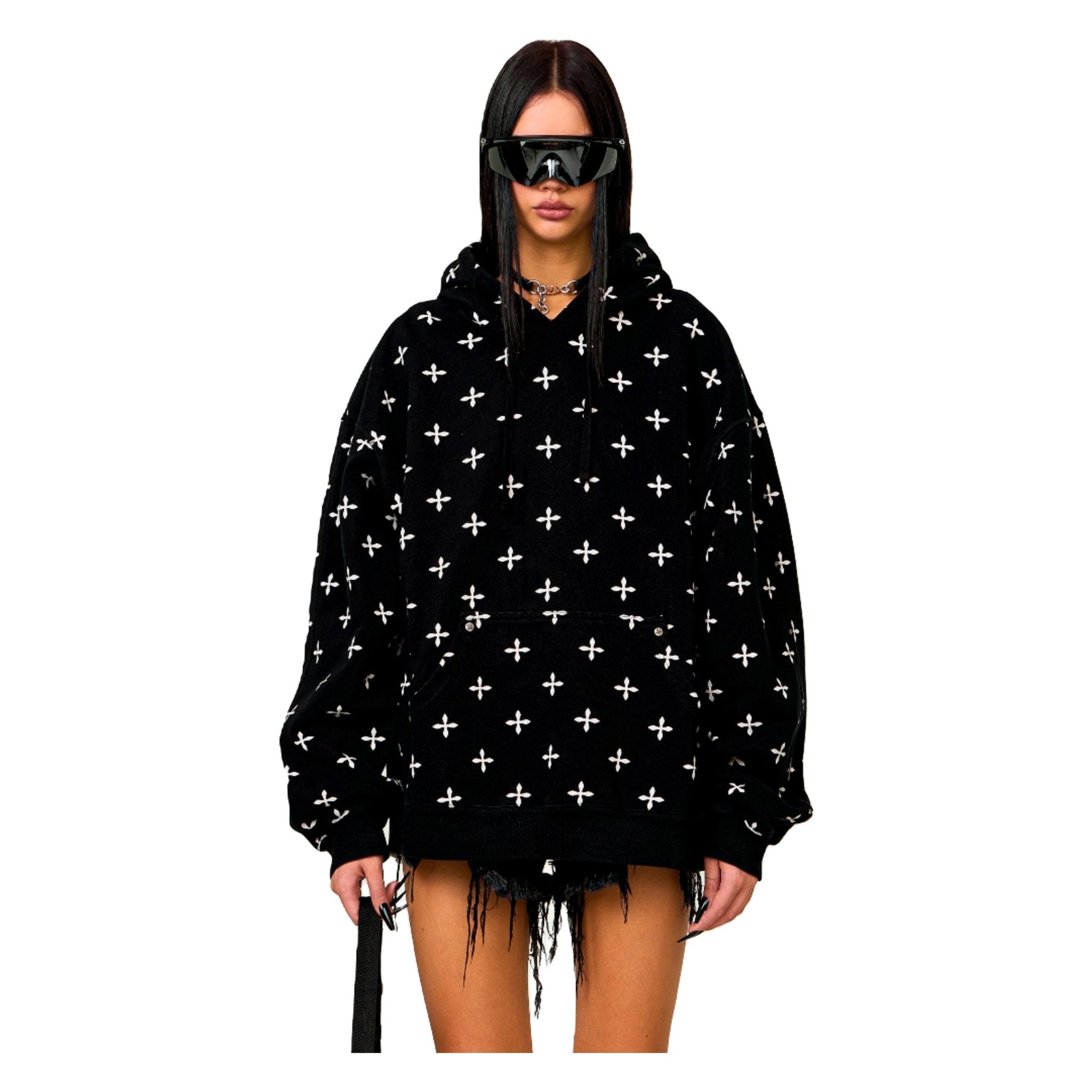 SMFK Compass Black Garden Oversize Hoodie In Black | MADAX