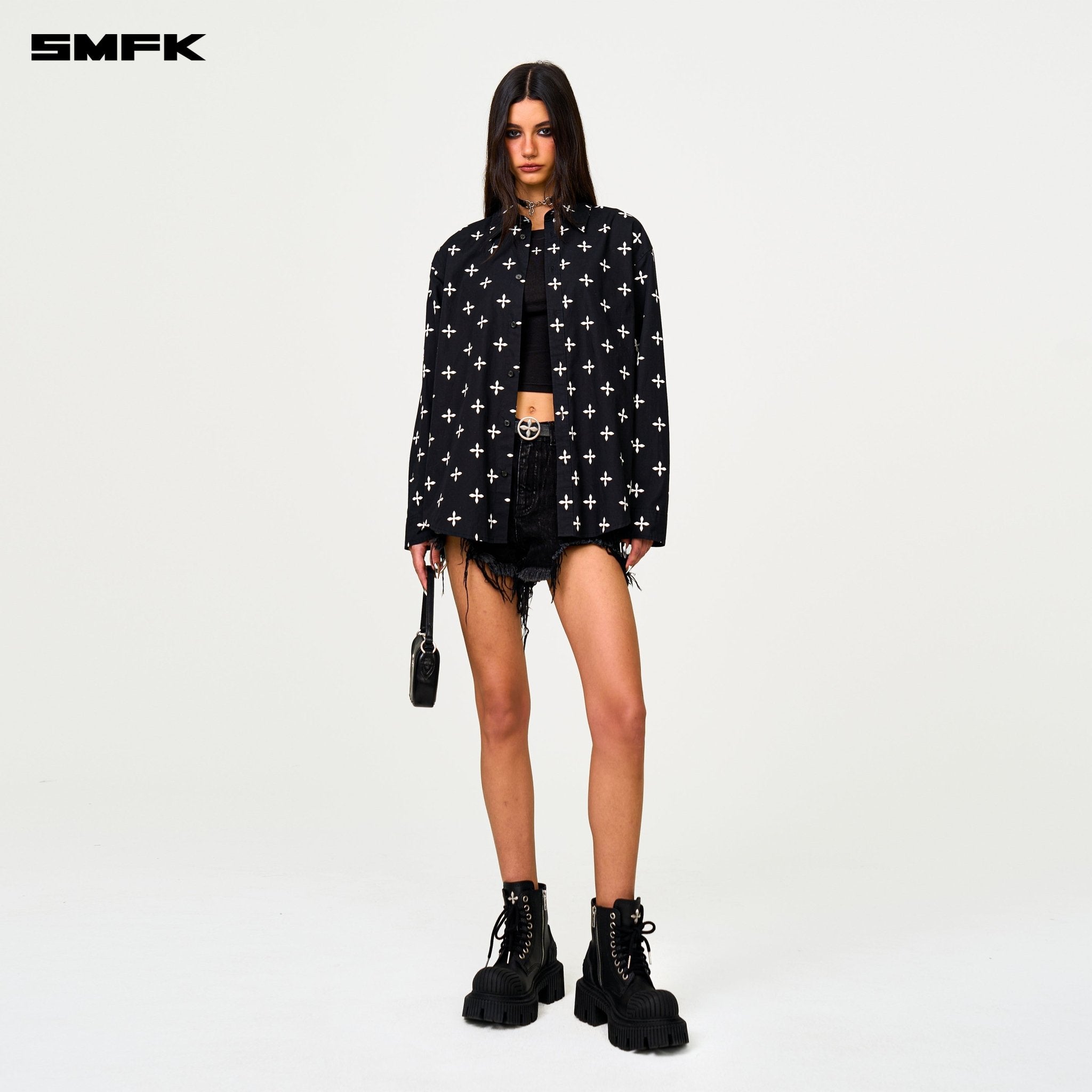SMFK Compass Black Garden Oversize Shirt In Black | MADAX