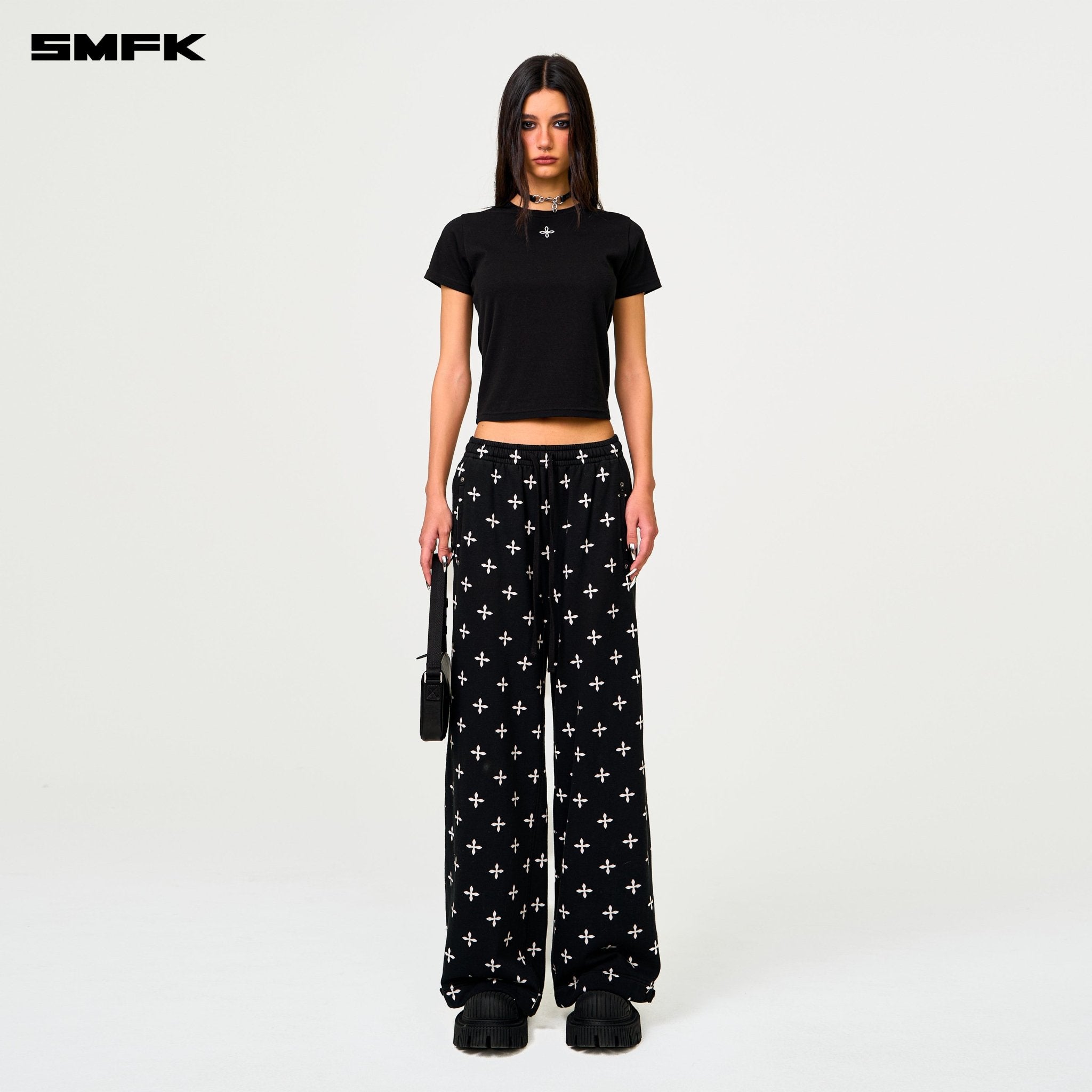 SMFK Compass Black Garden Wide - Leg Track Pants In Black | MADAX