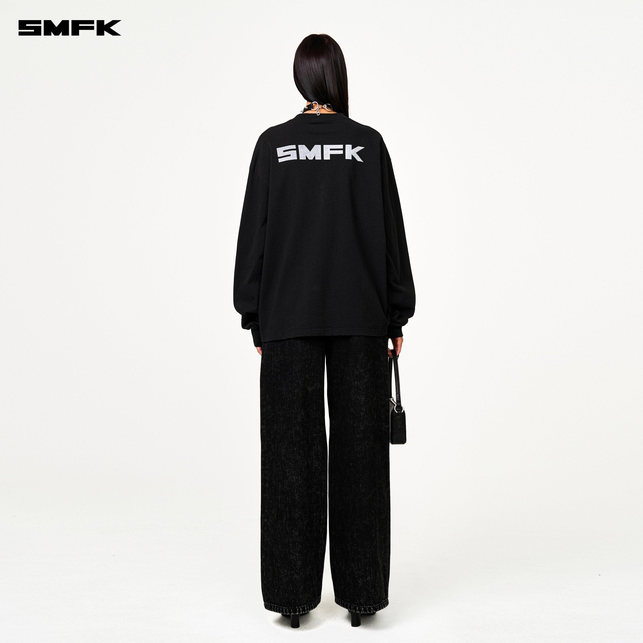 SMFK Compass Black Magnolia Oversize Sweatshirt In Black | MADAX