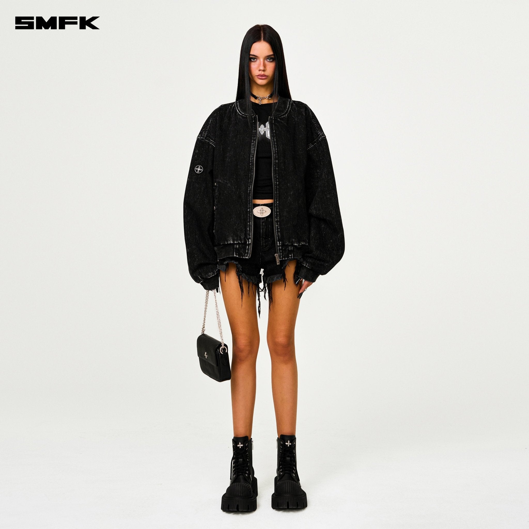 SMFK Compass Classic Cross Baseball Jacket In Black | MADAX