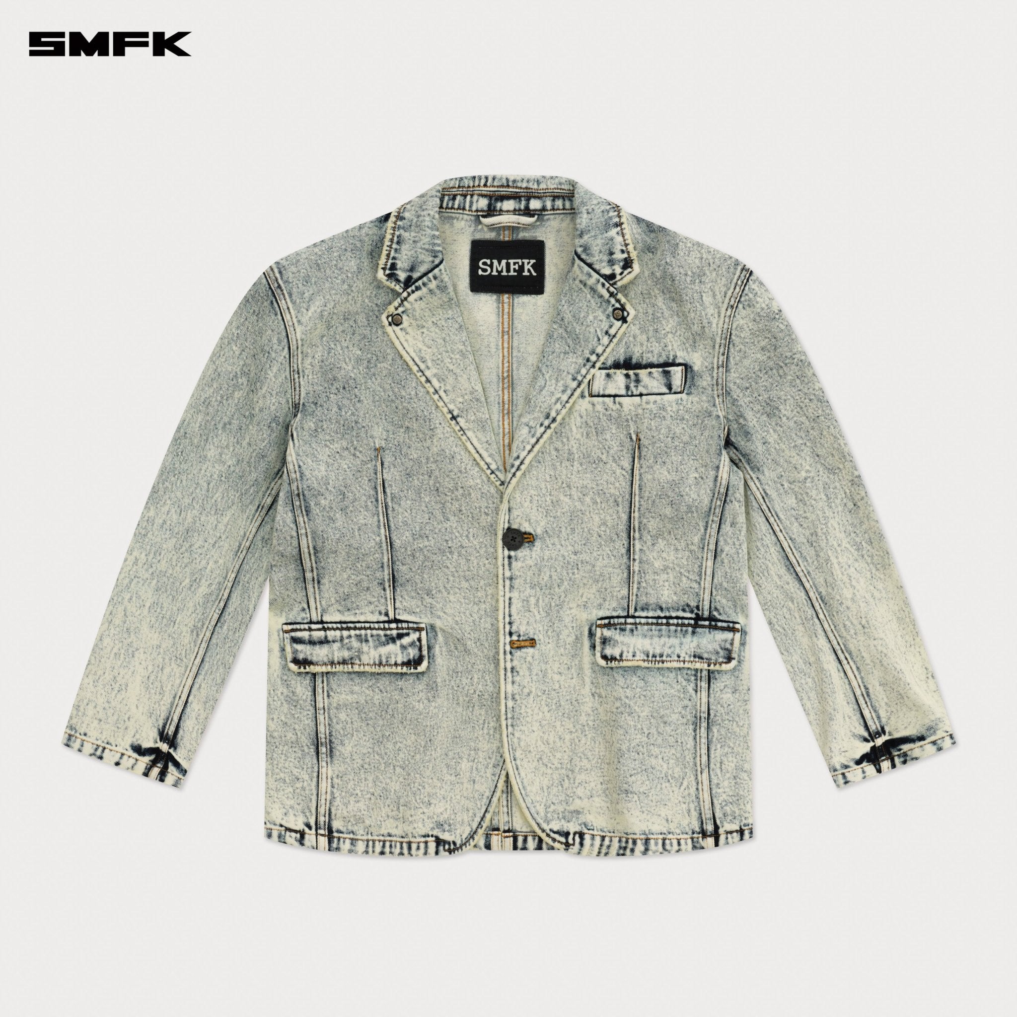 SMFK Compass Classic Cross Denim Suit In White | MADAX