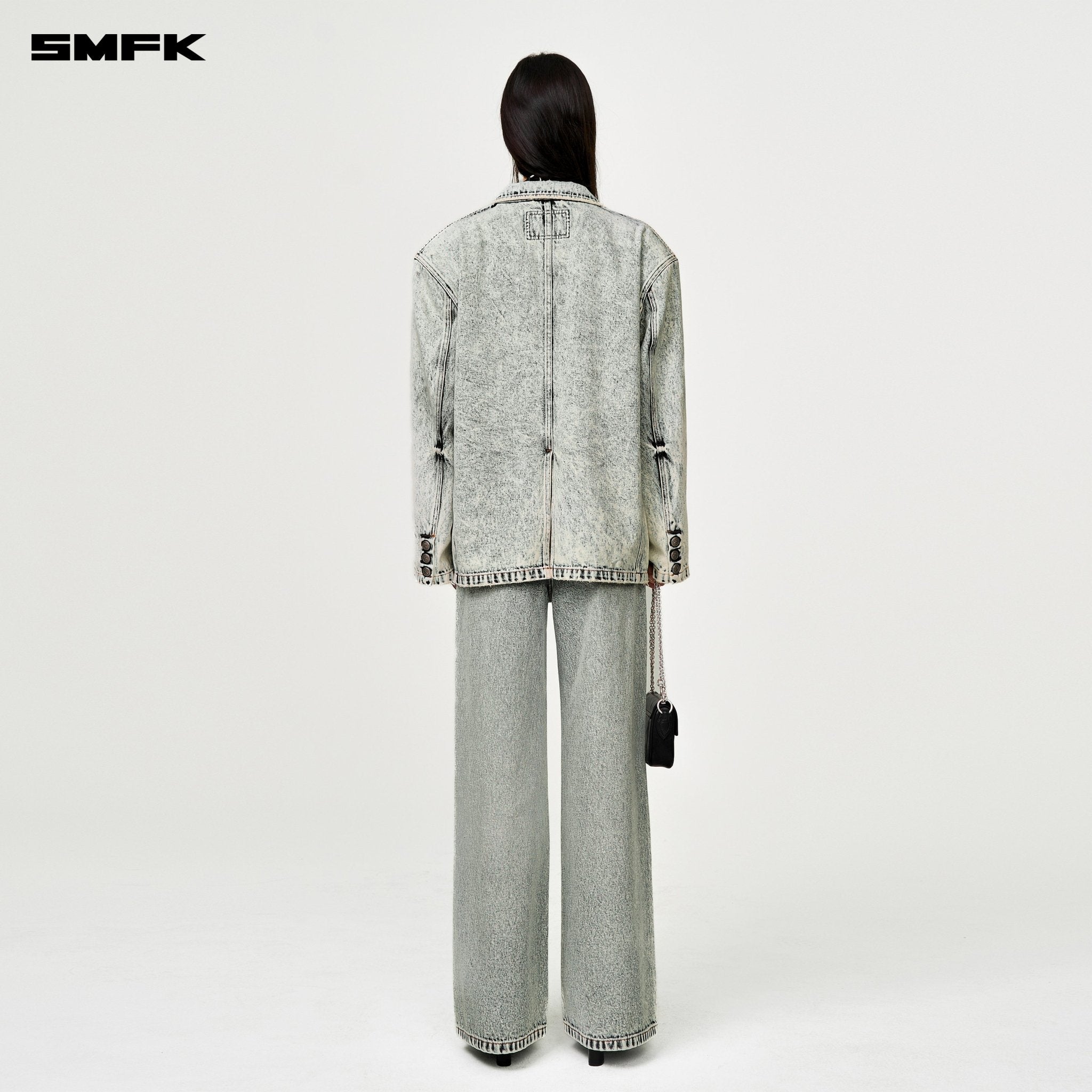 SMFK Compass Classic Cross Denim Suit In White | MADAX