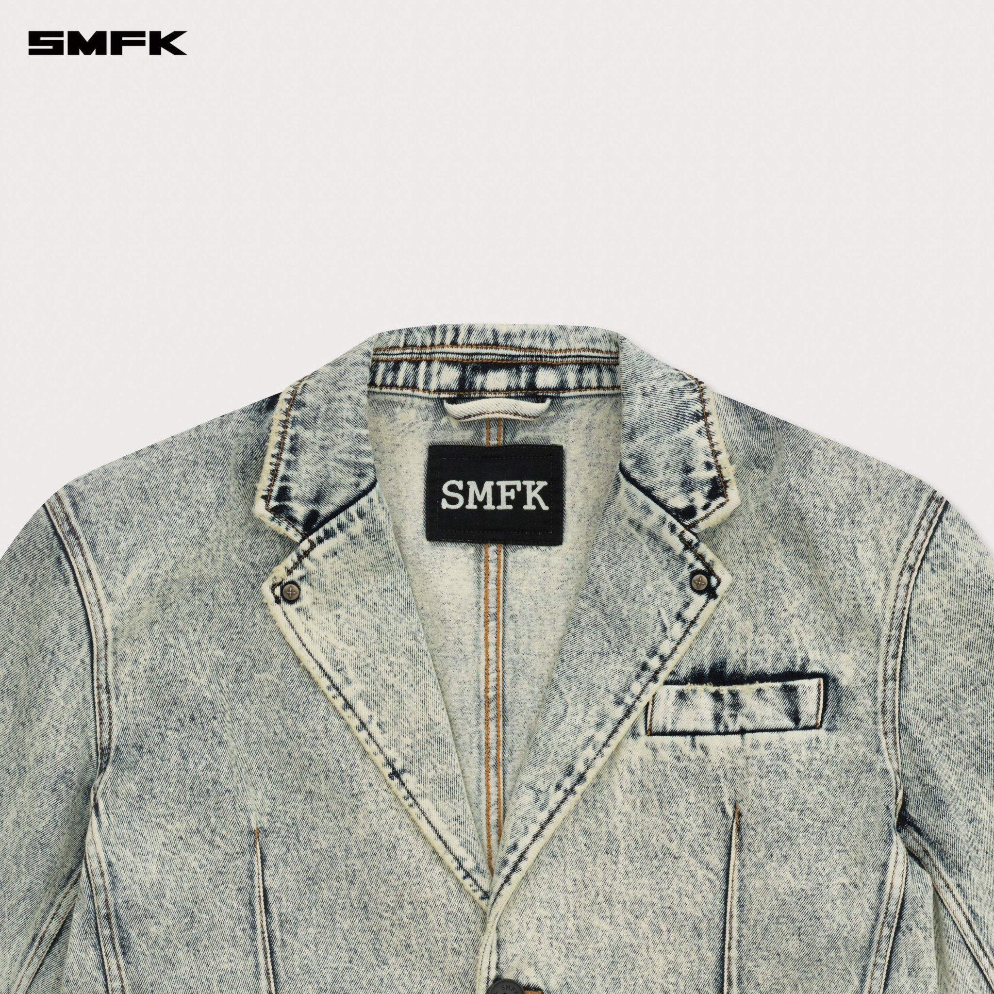 SMFK Compass Classic Cross Denim Suit In White | MADAX
