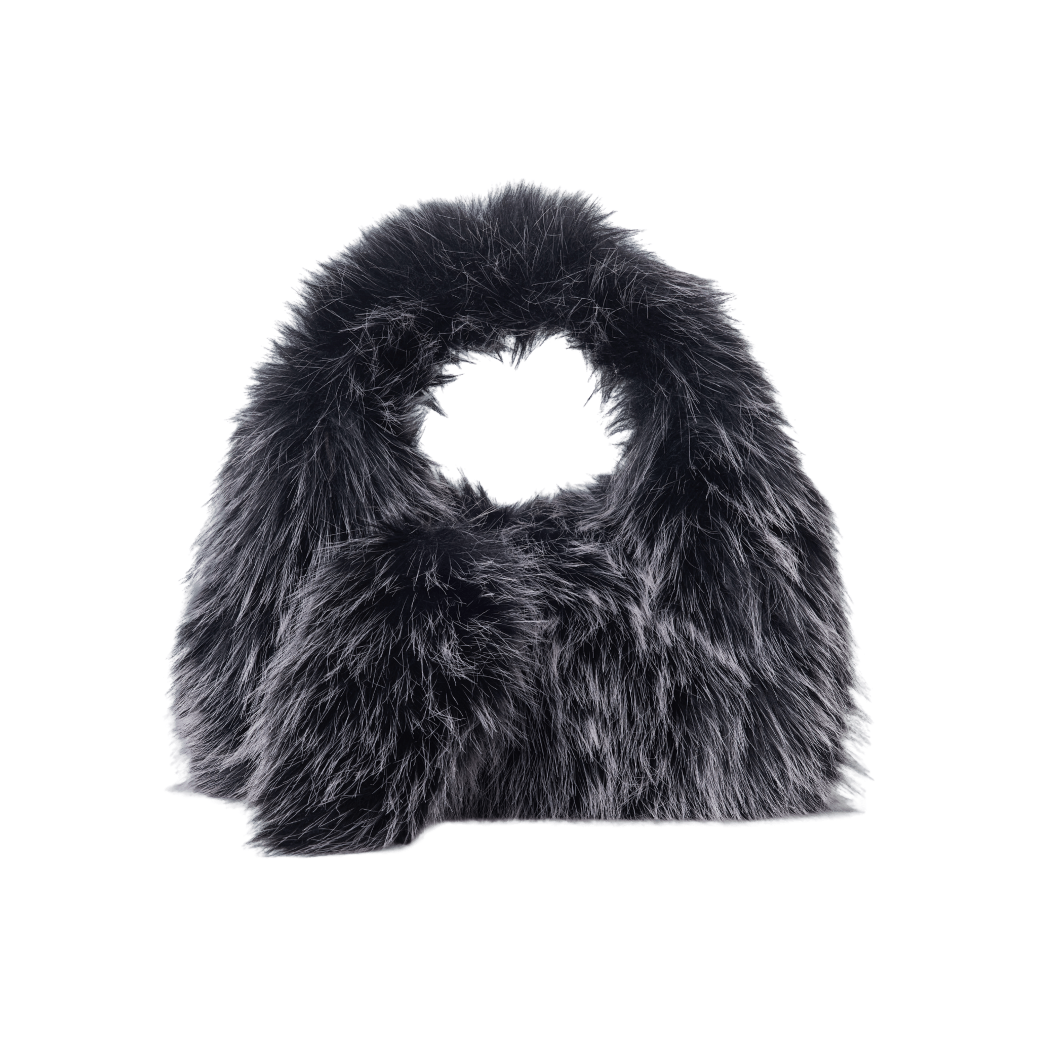 SMFK COMPASS COBBLE FURRY BAG/SMALL SILVER FOX | MADAX