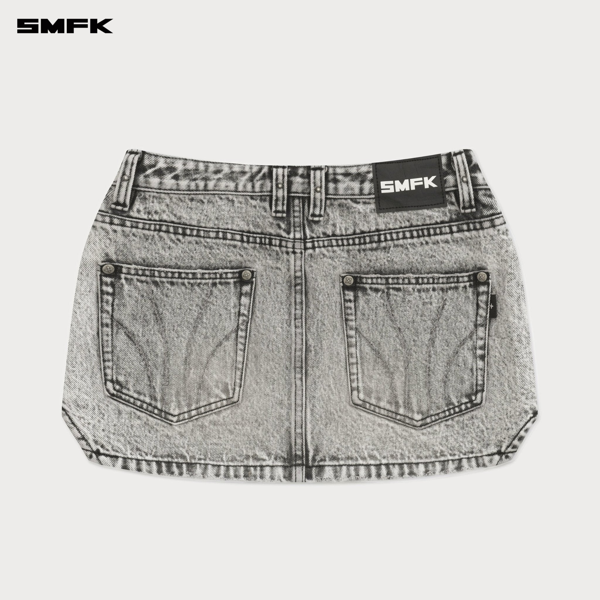 SMFK Compass Cross Classic Cut - Off Denim Skirt In Gray | MADAX