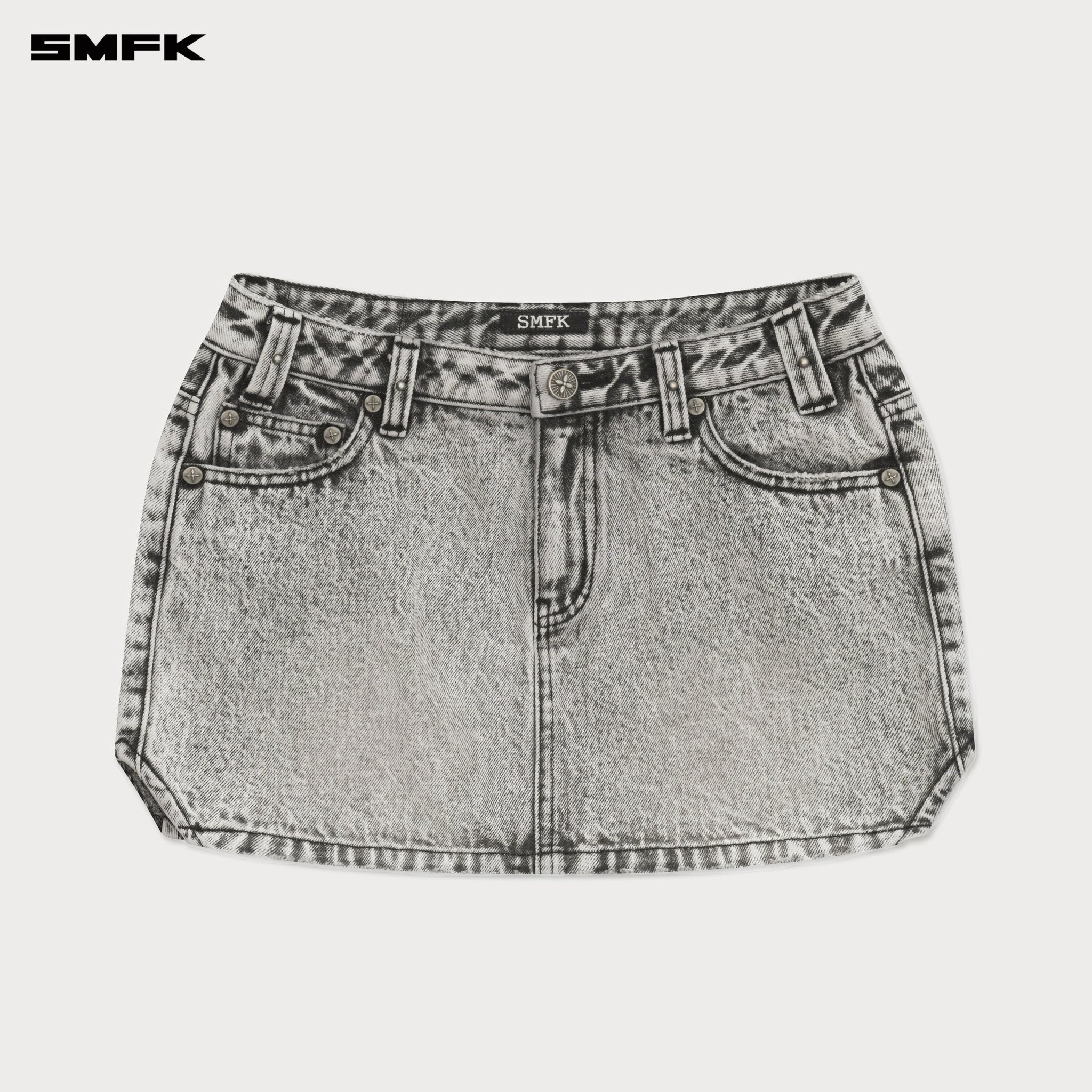 SMFK Compass Cross Classic Cut - Off Denim Skirt In Gray | MADAX