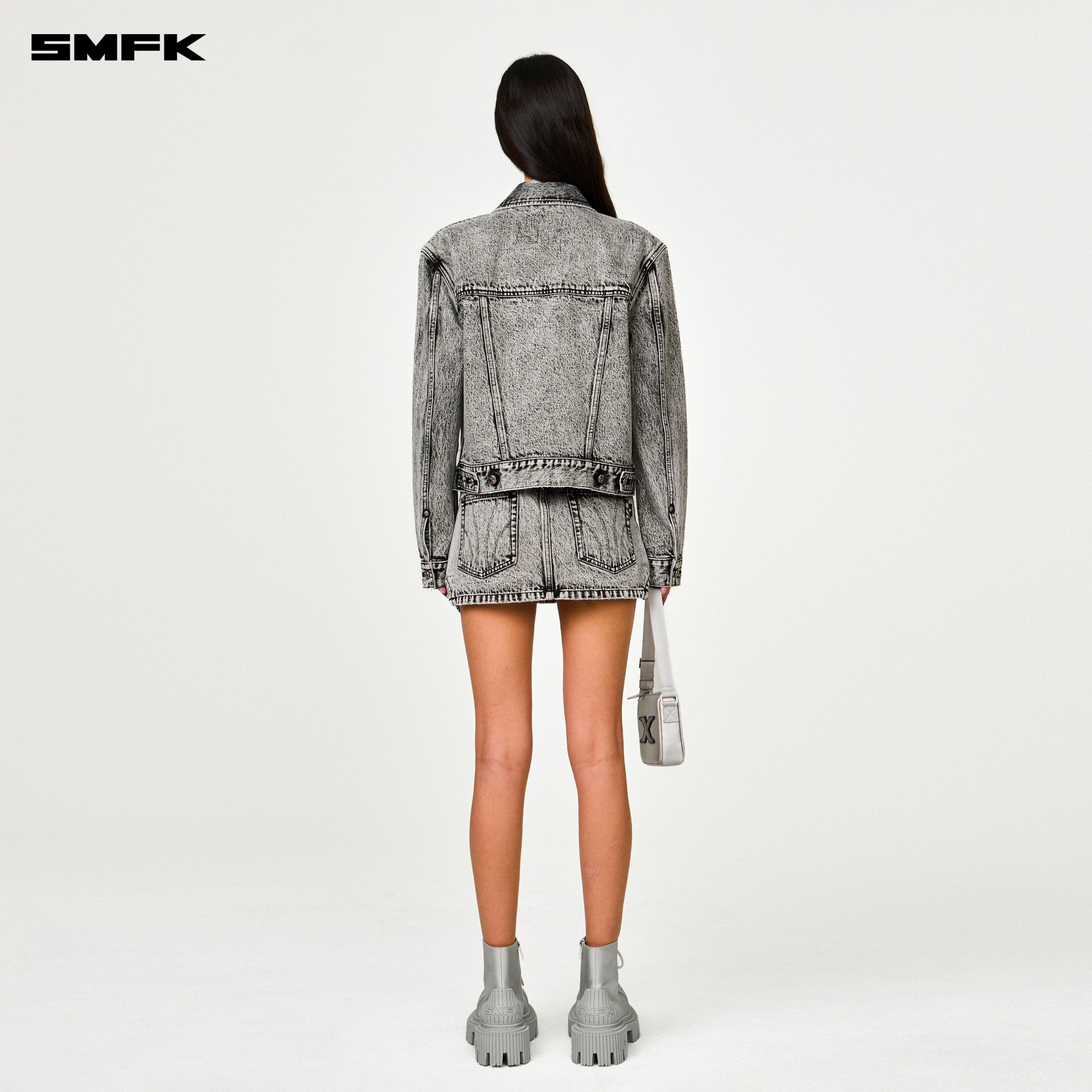 SMFK Compass Cross Classic Cut - Off Denim Skirt In Gray | MADAX