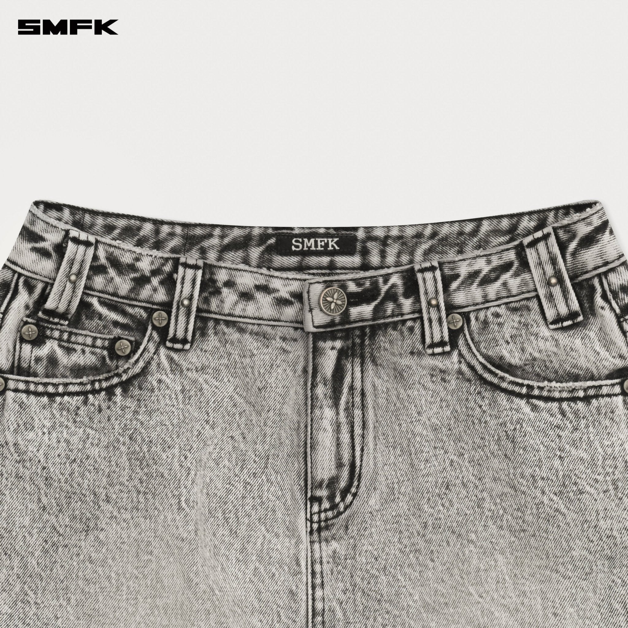 SMFK Compass Cross Classic Cut - Off Denim Skirt In Gray | MADAX