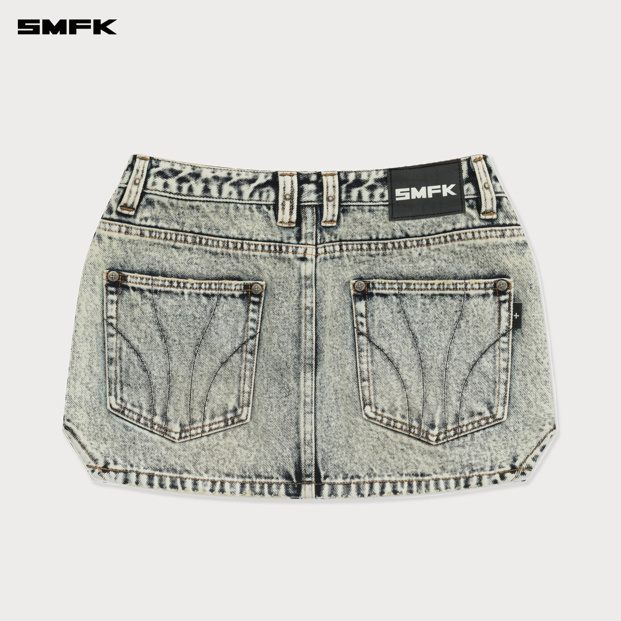 SMFK Compass Cross Classic Cut - Off Denim Skirt In White | MADAX