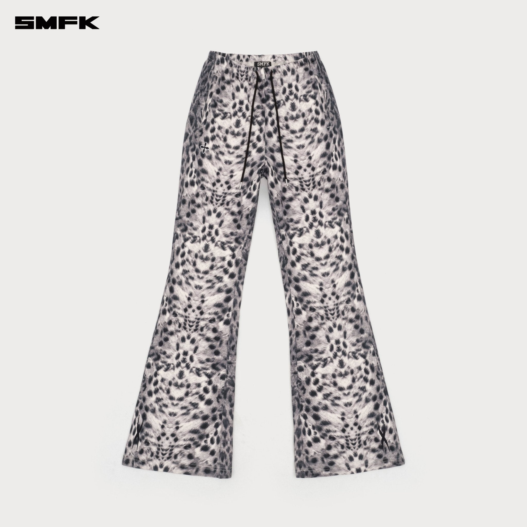 SMFK Compass Cross Classic Flared Sweatpants In White Leopard | MADAX