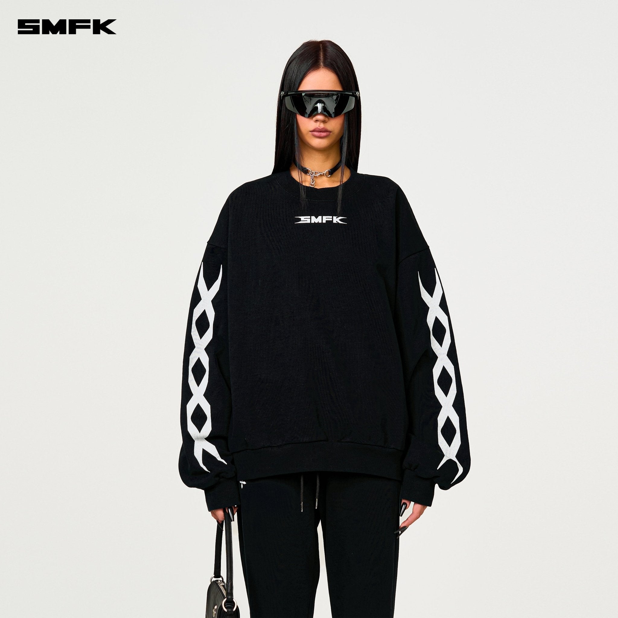 SMFK Compass Cross Classic Flared Track Pants In Black | MADAX