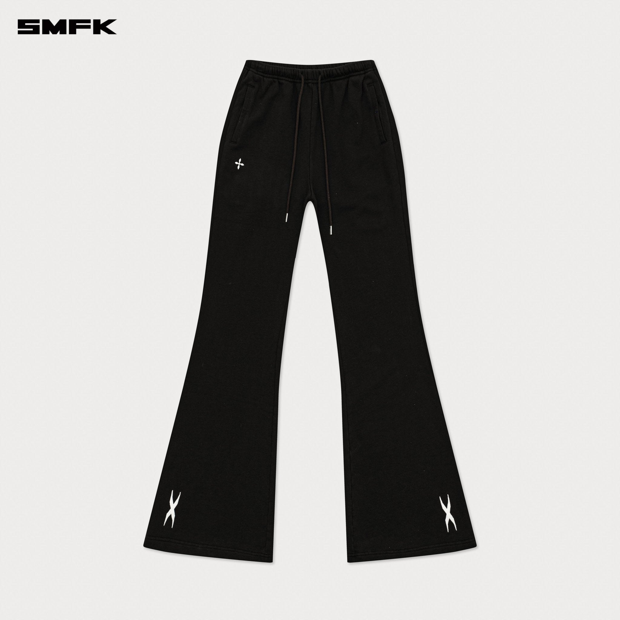 SMFK Compass Cross Classic Flared Track Pants In Black | MADAX