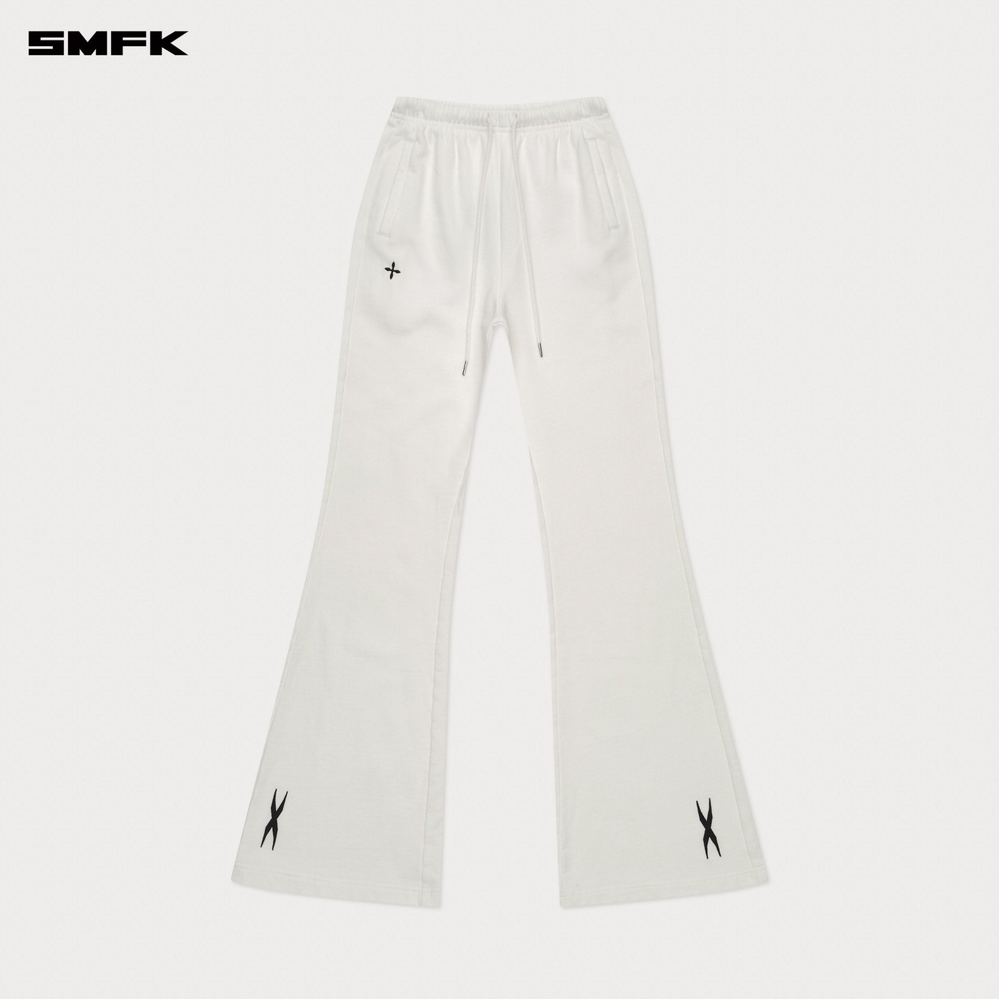 SMFK Compass Cross Classic Flared Track Pants In White | MADAX