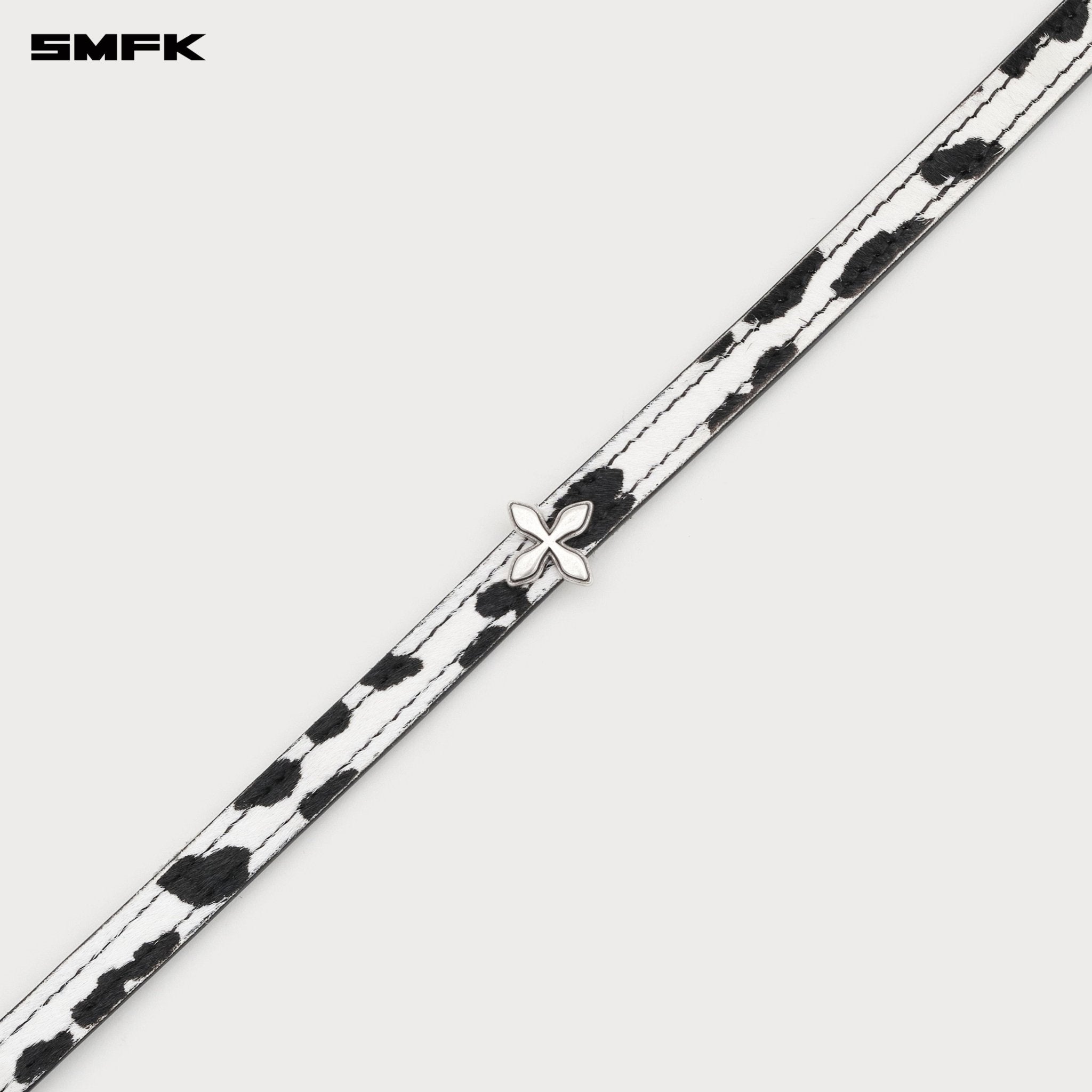 SMFK Compass Cross Classic Handmade Fur Choker In White Leopard | MADAX