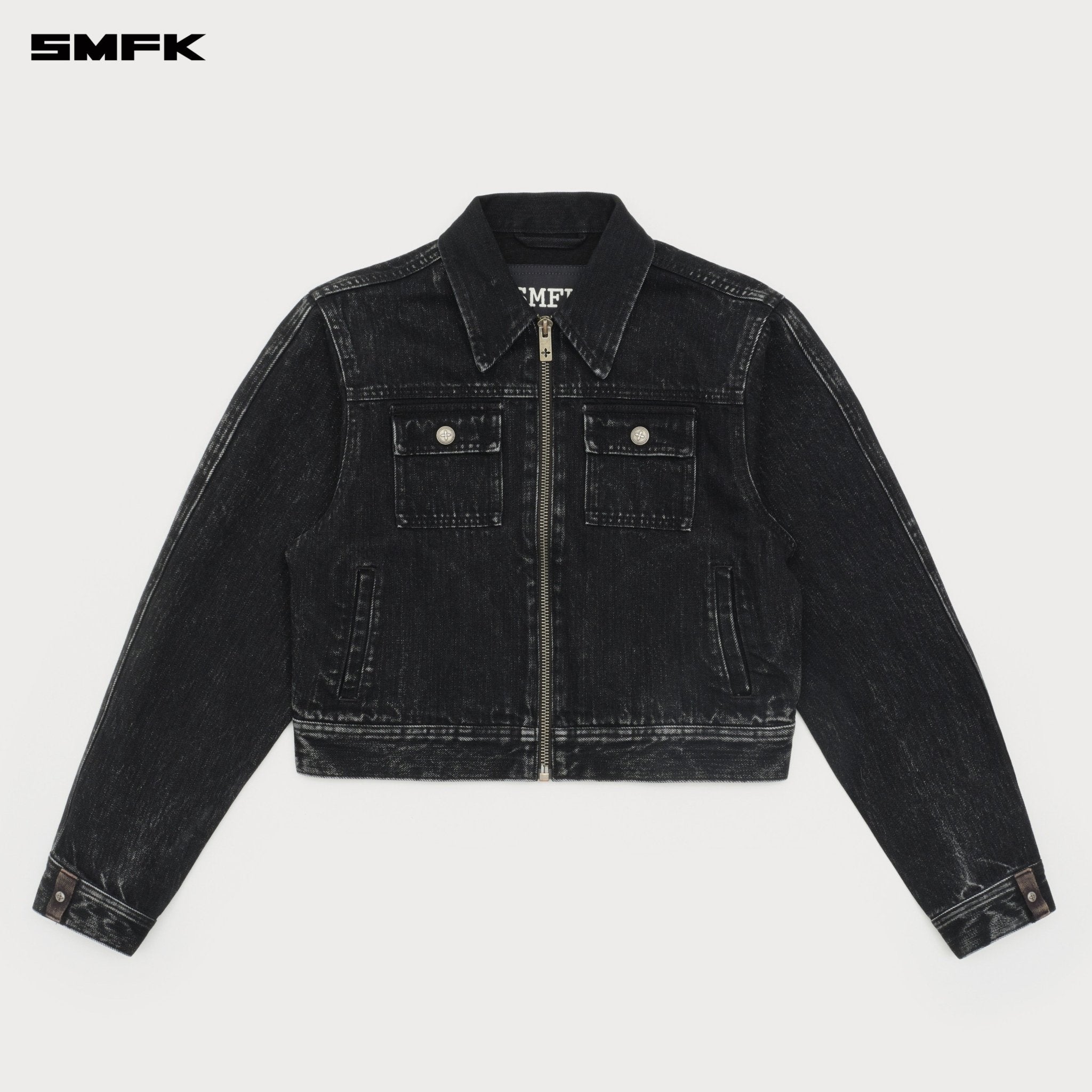 SMFK Compass Cross Classic Rider Denim Jacket In Black | MADAX