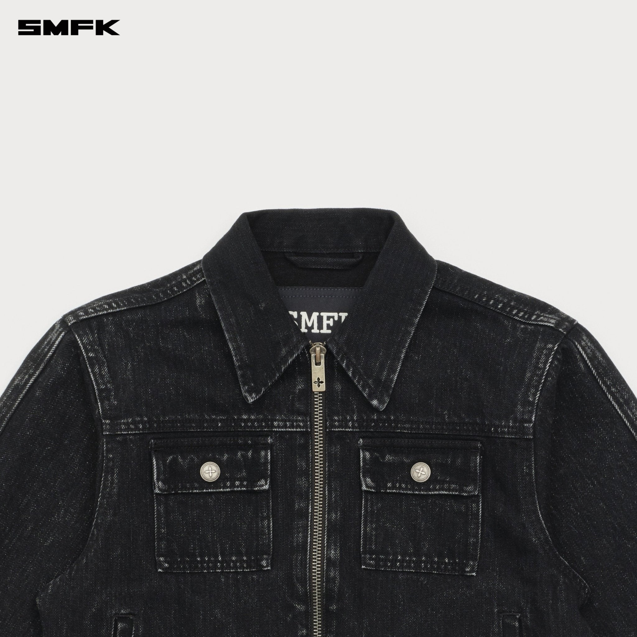 SMFK Compass Cross Classic Rider Denim Jacket In Black | MADAX