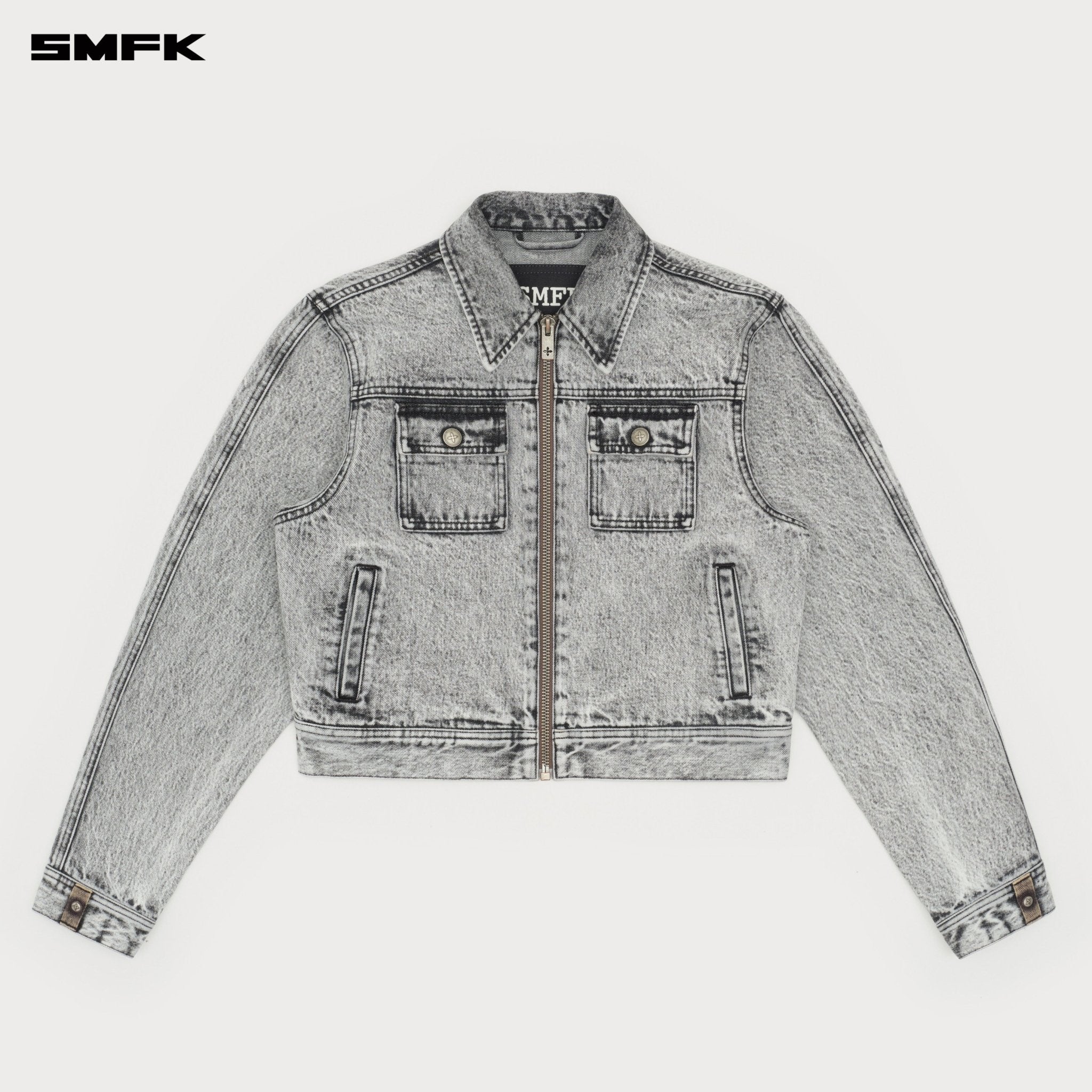 SMFK Compass Cross Classic Rider Denim Jacket In Gray | MADAX