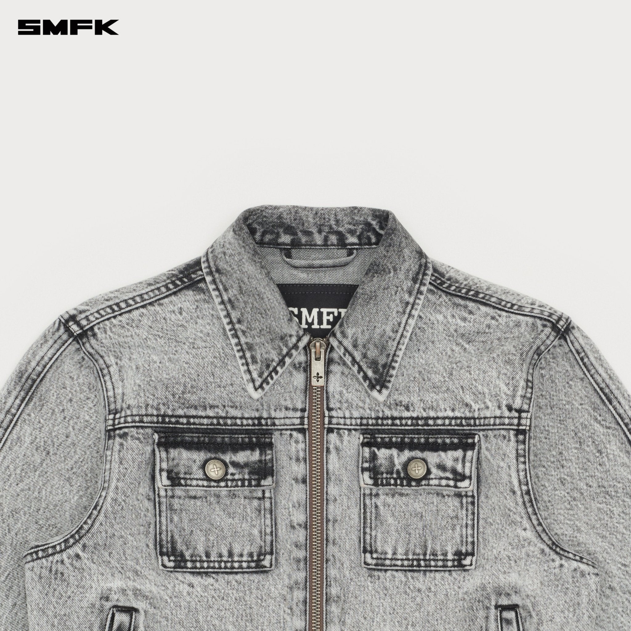 SMFK Compass Cross Classic Rider Denim Jacket In Gray | MADAX