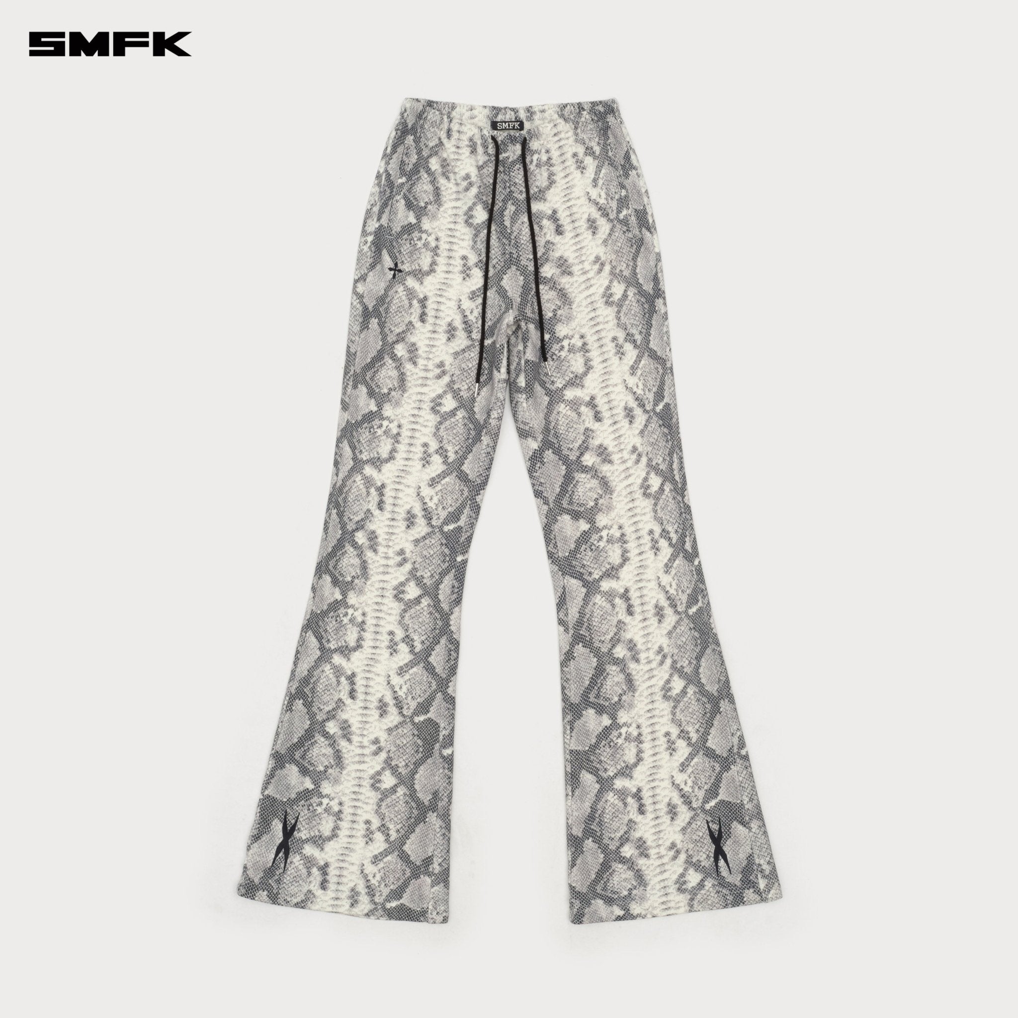 SMFK Compass Cross Classic Wide - Leg Flared Sweatpants In White Snake Pattern | MADAX