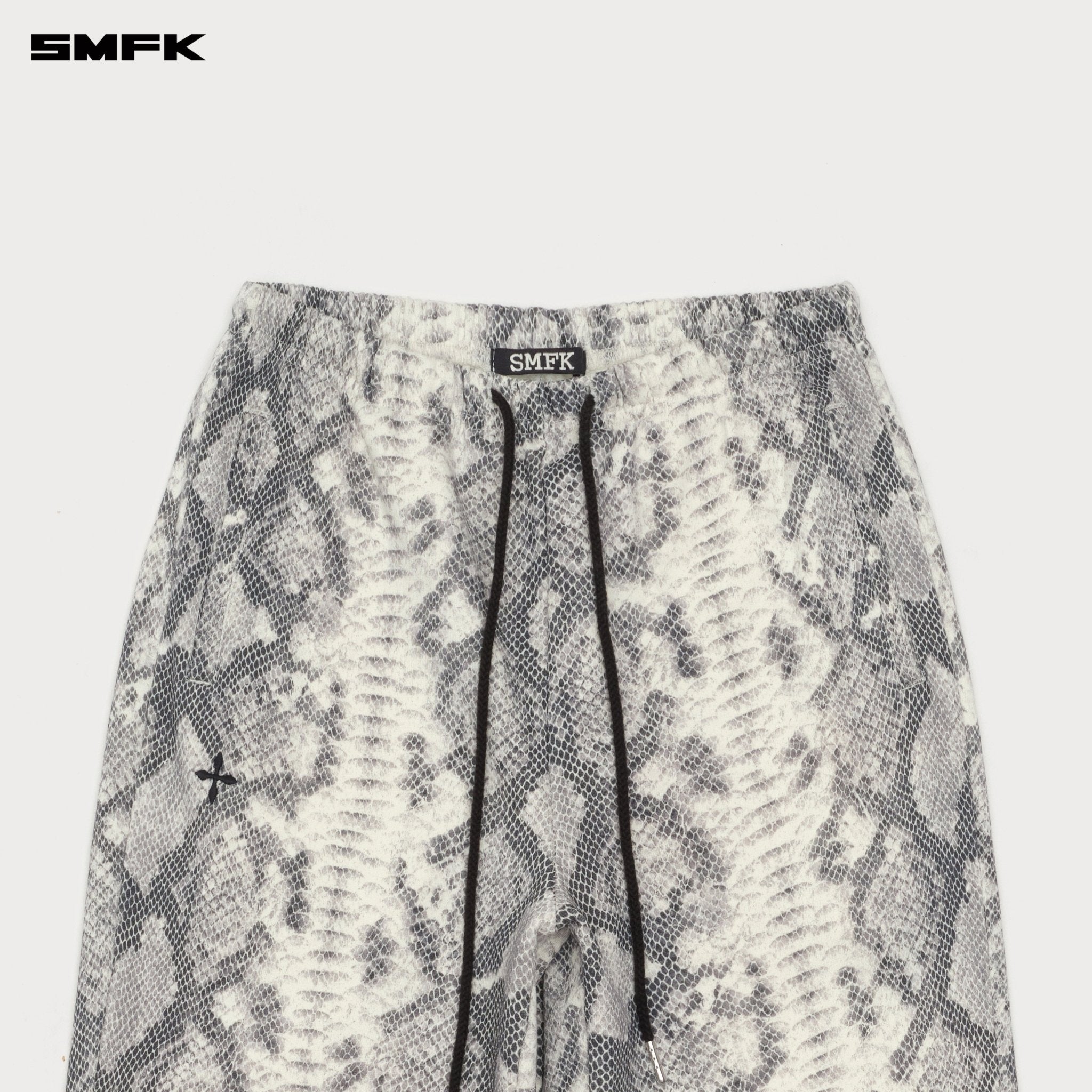 SMFK Compass Cross Classic Wide - Leg Flared Sweatpants In White Snake Pattern | MADAX