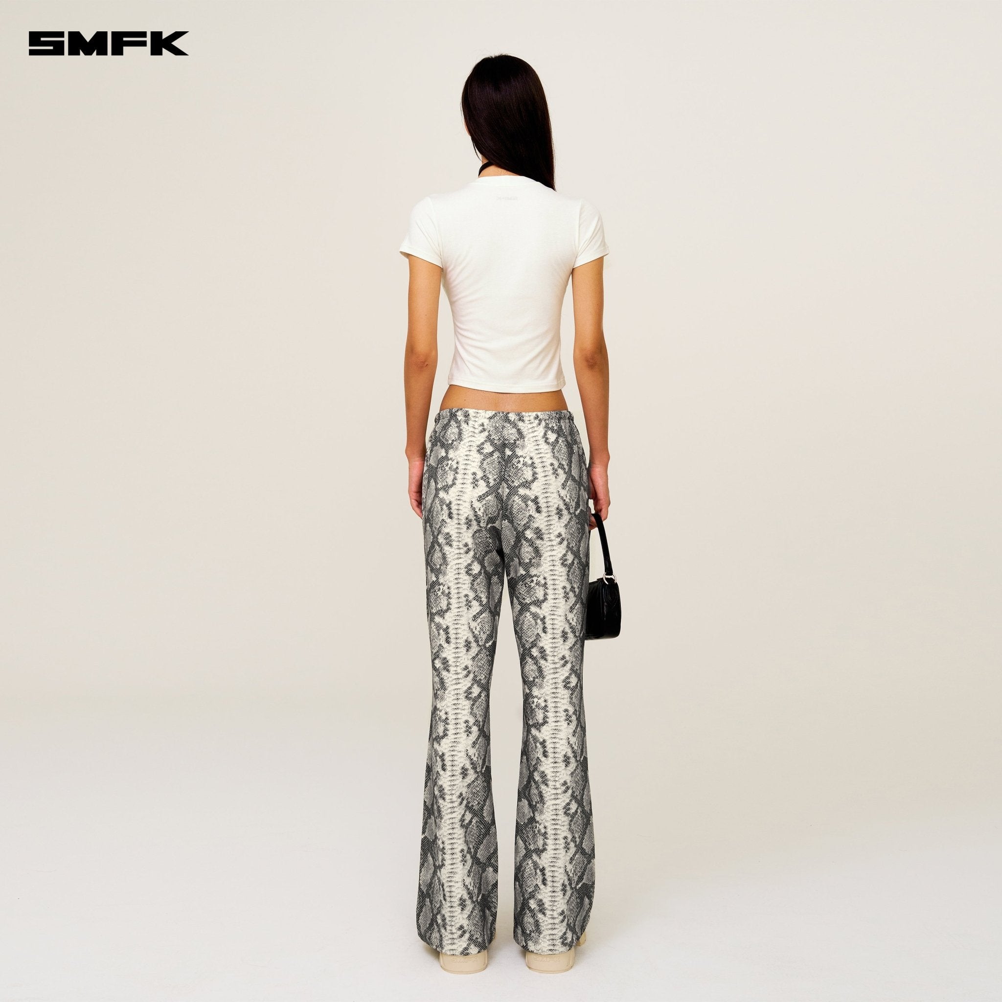 SMFK Compass Cross Classic Wide - Leg Flared Sweatpants In White Snake Pattern | MADAX