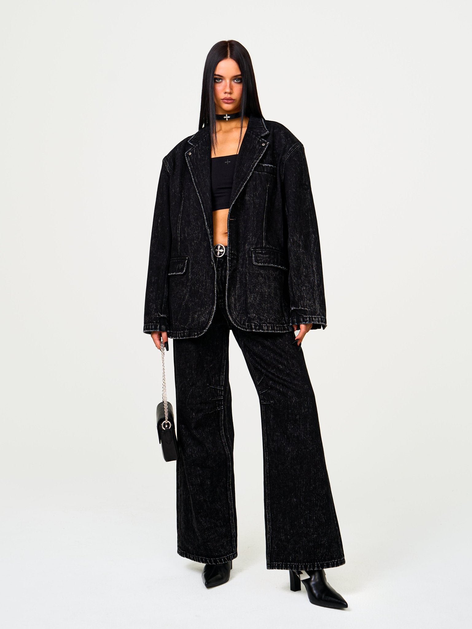 SMFK Compass Cross Classic Wide - Leg Jeans In Black | MADAX