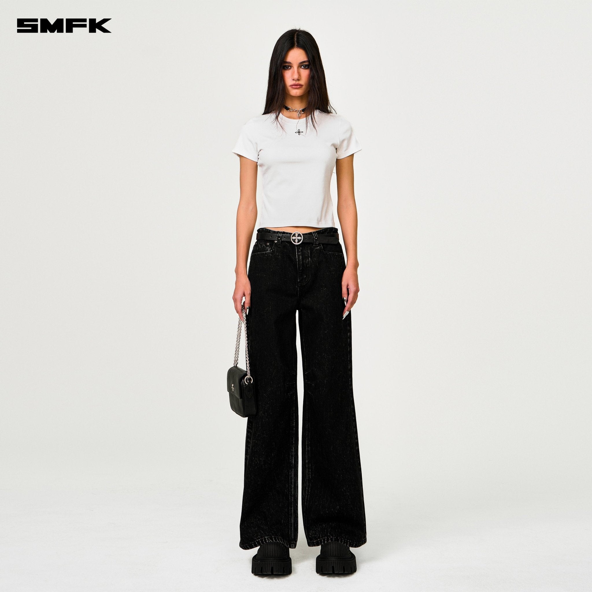 SMFK Compass Cross Classic Wide - Leg Jeans In Black | MADAX