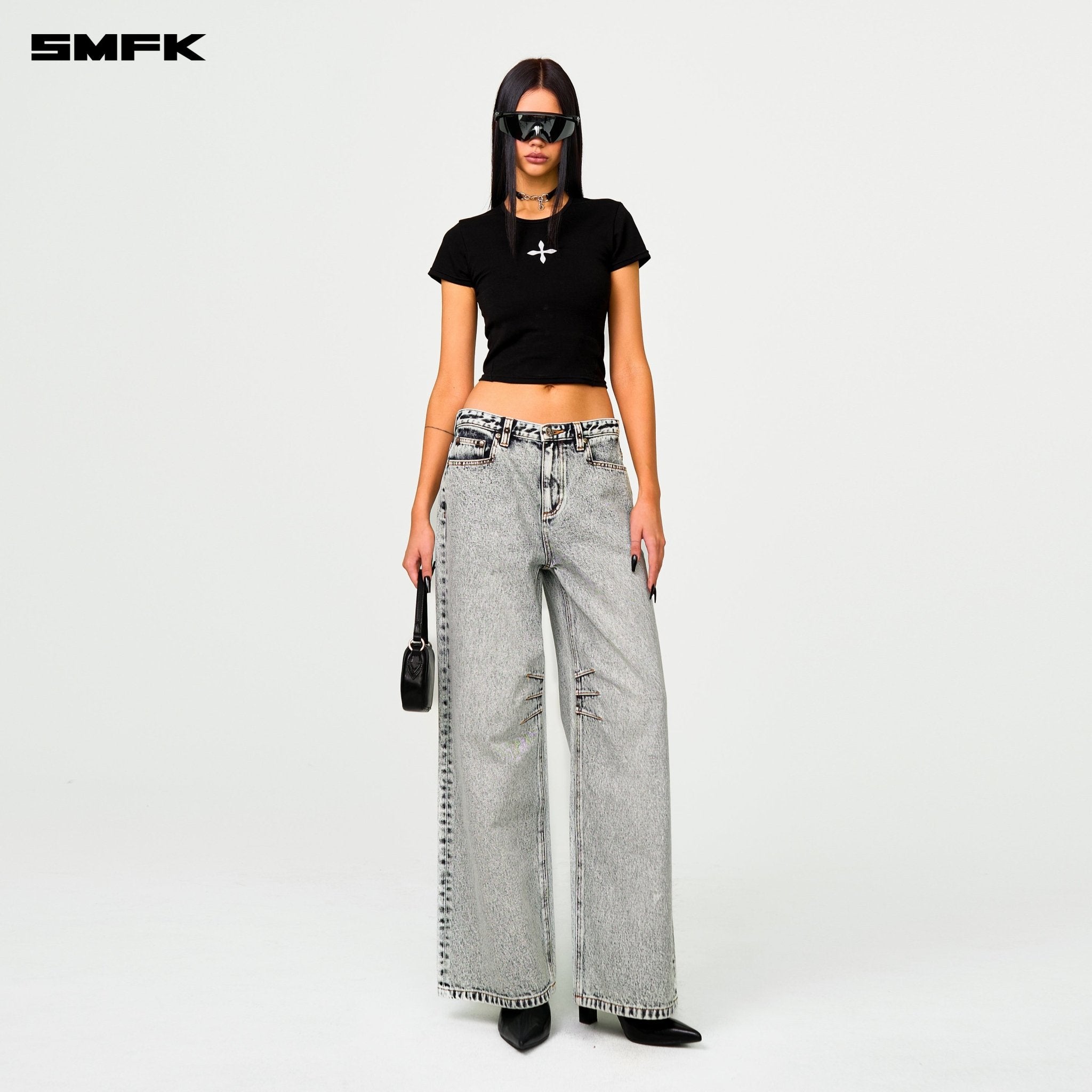 SMFK Compass Cross Classic Wide - Leg Jeans In White | MADAX