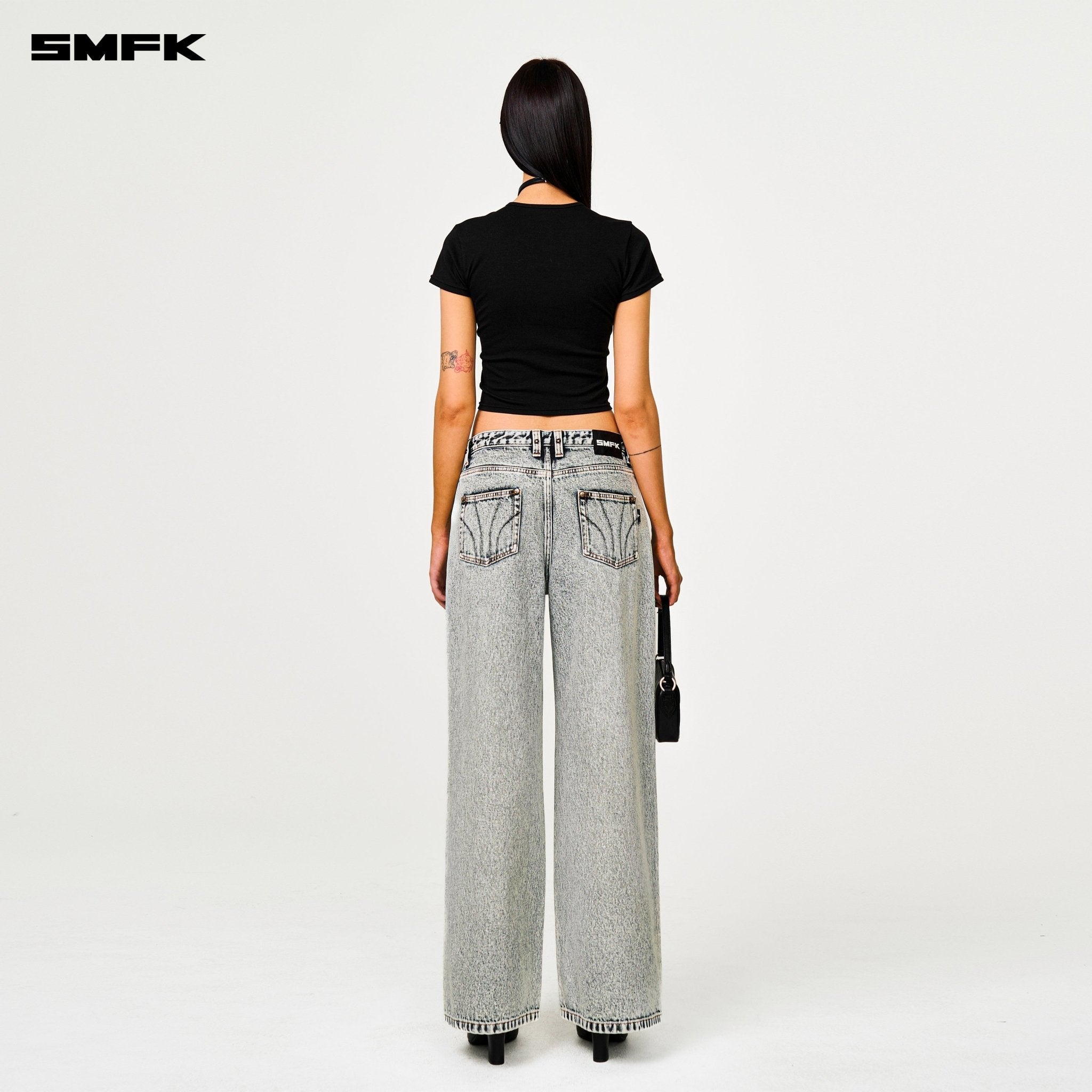 SMFK Compass Cross Classic Wide - Leg Jeans In White | MADAX