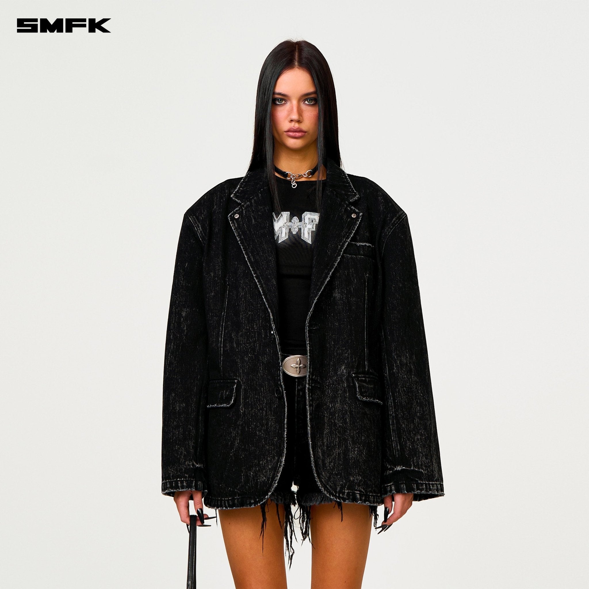 SMFK Compass Cross Classic Wild Denim Shorts In Black | MADAX