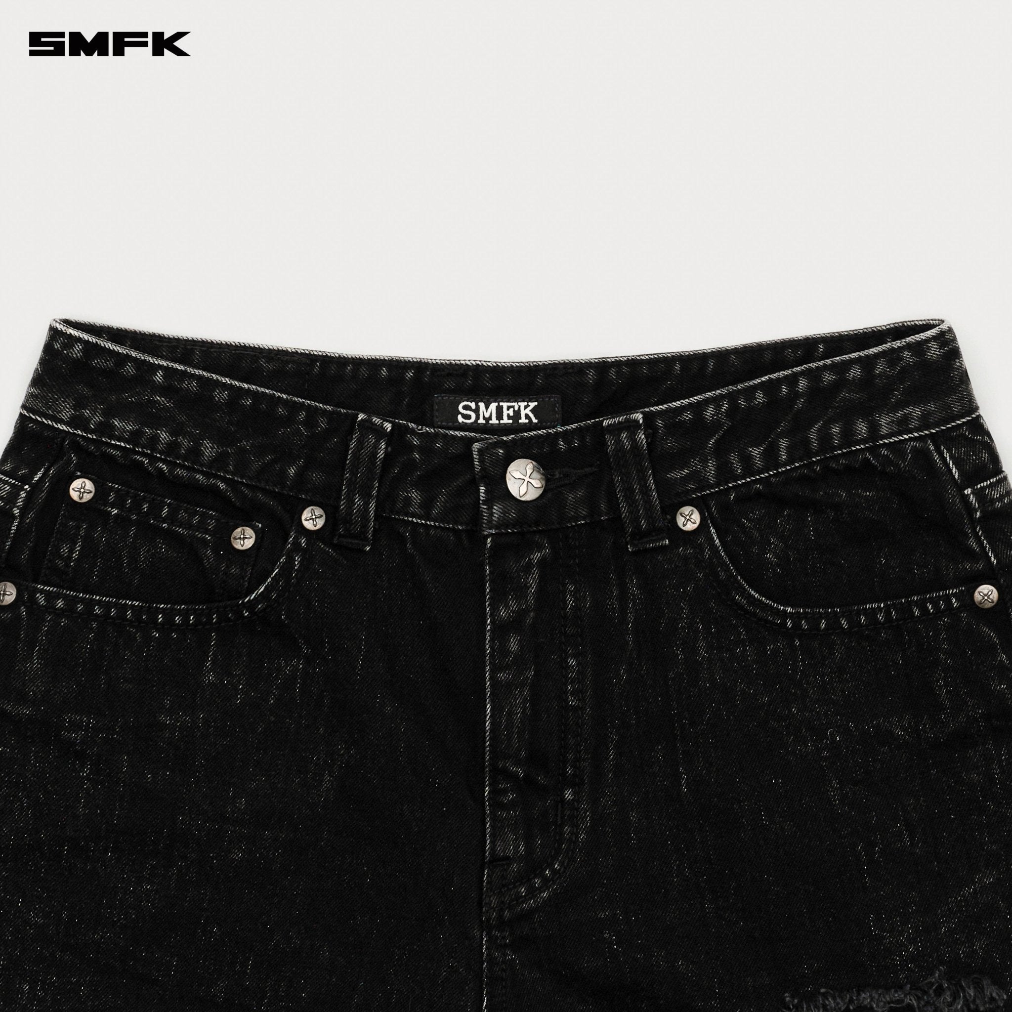 SMFK Compass Cross Classic Wild Denim Shorts In Black | MADAX