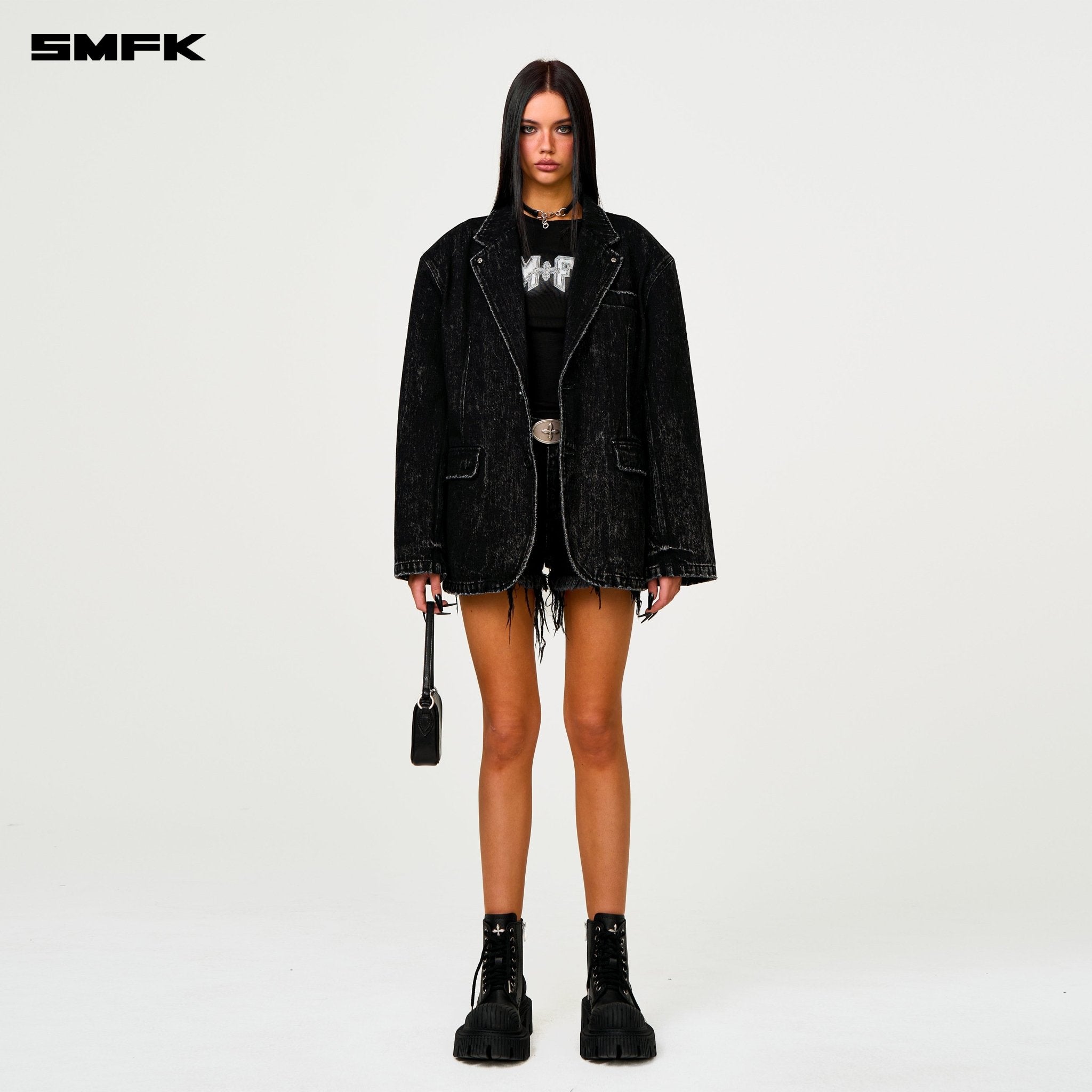 SMFK Compass Cross Classic Wild Denim Shorts In Black | MADAX