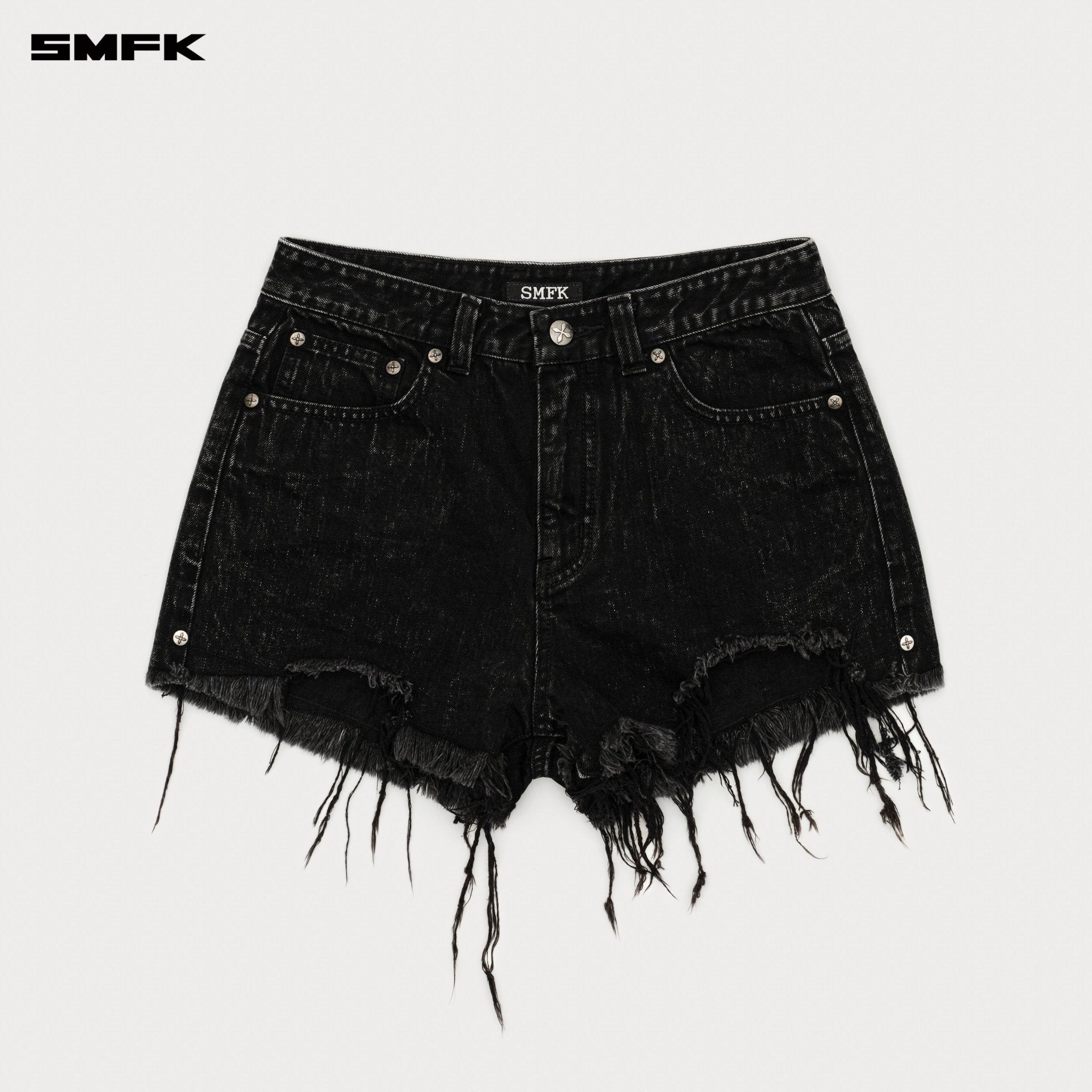 SMFK Compass Cross Classic Wild Denim Shorts In Black | MADAX